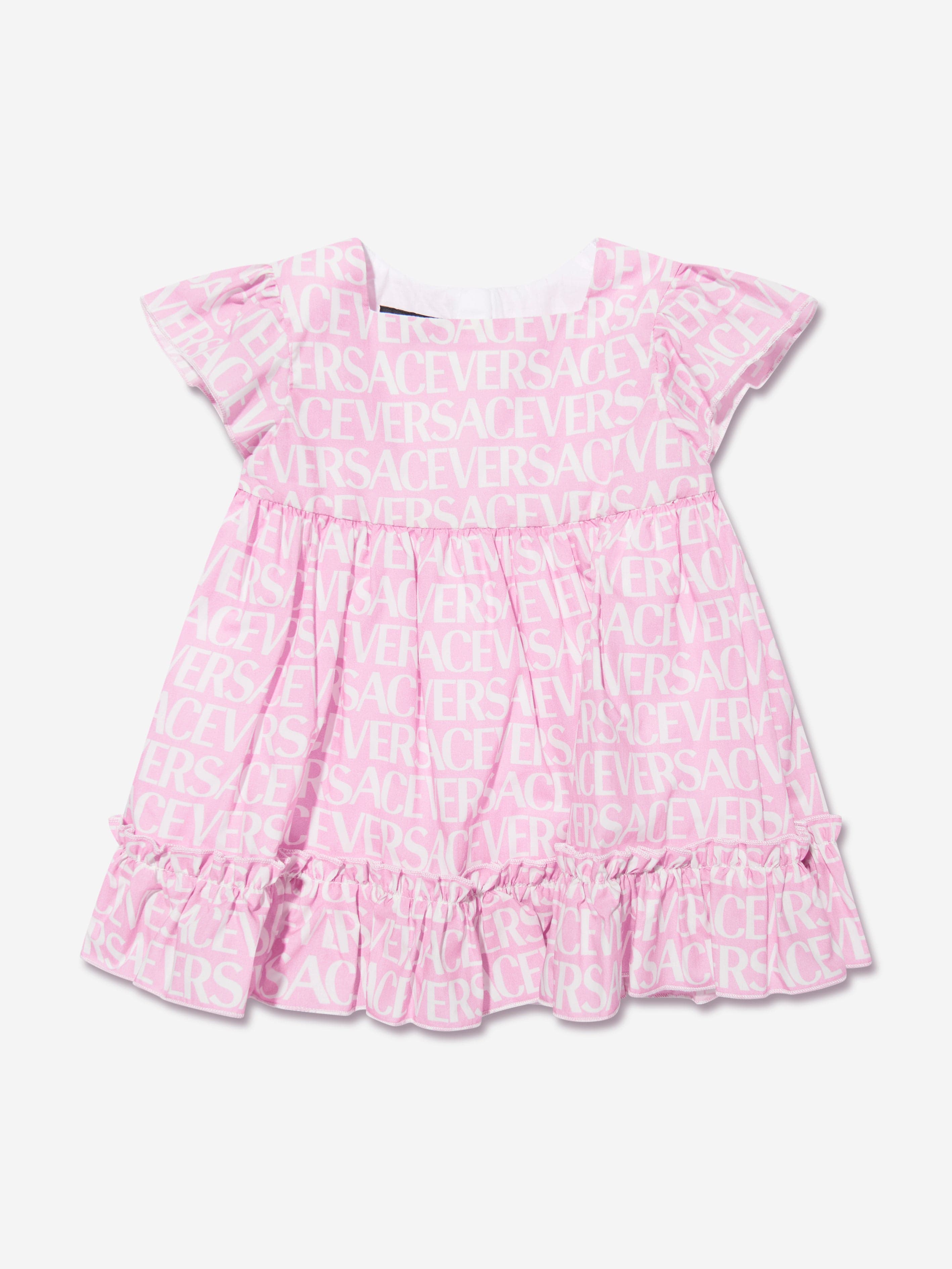 Versace Baby Girls Logo Dress With Knickers in Pink