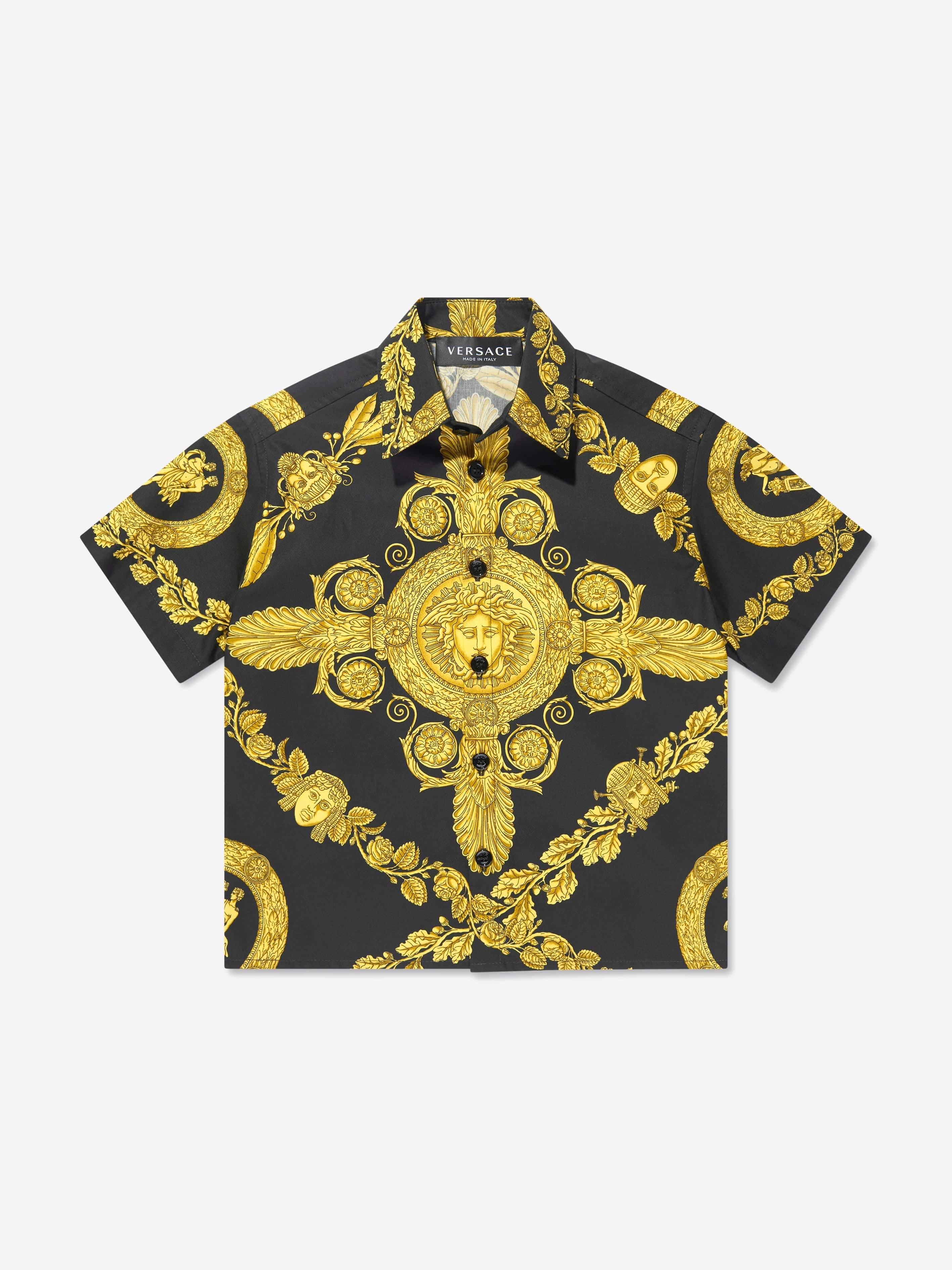 Versace Boys Short Sleeve Heritage Shirt in Black