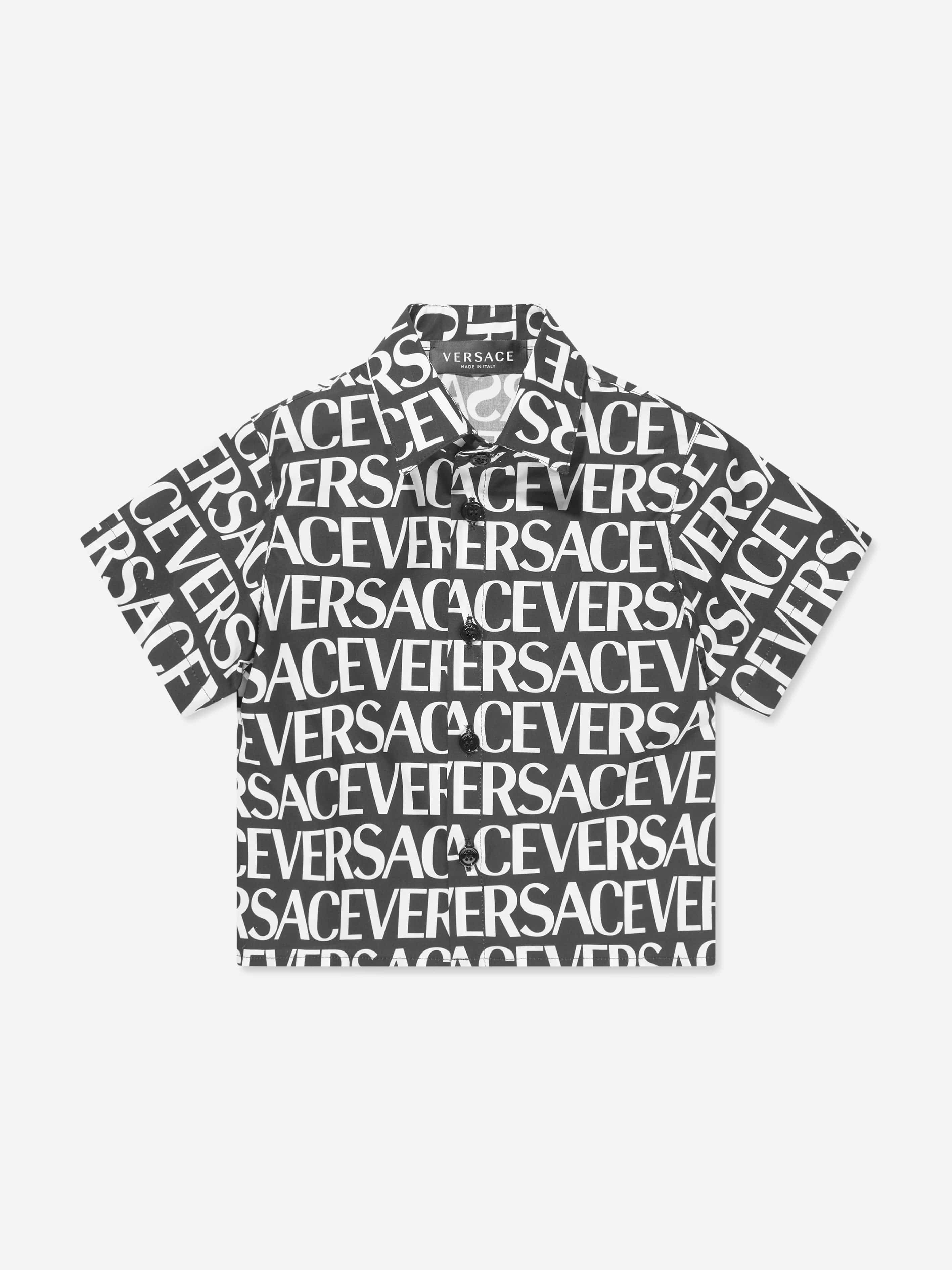 Versace Baby Boys Short Sleeve Heritage Shirt in Black