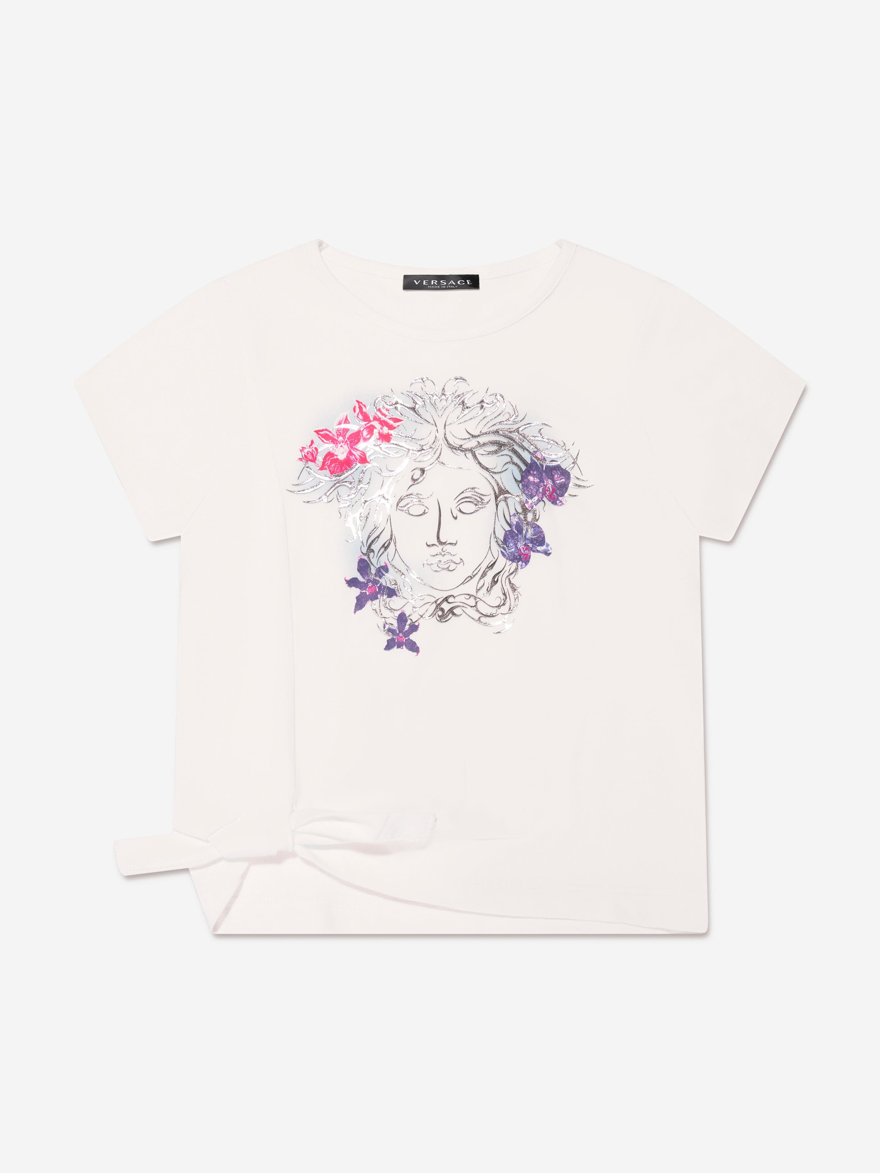 Versace Girls Orchid Medusa T-Shirt in White