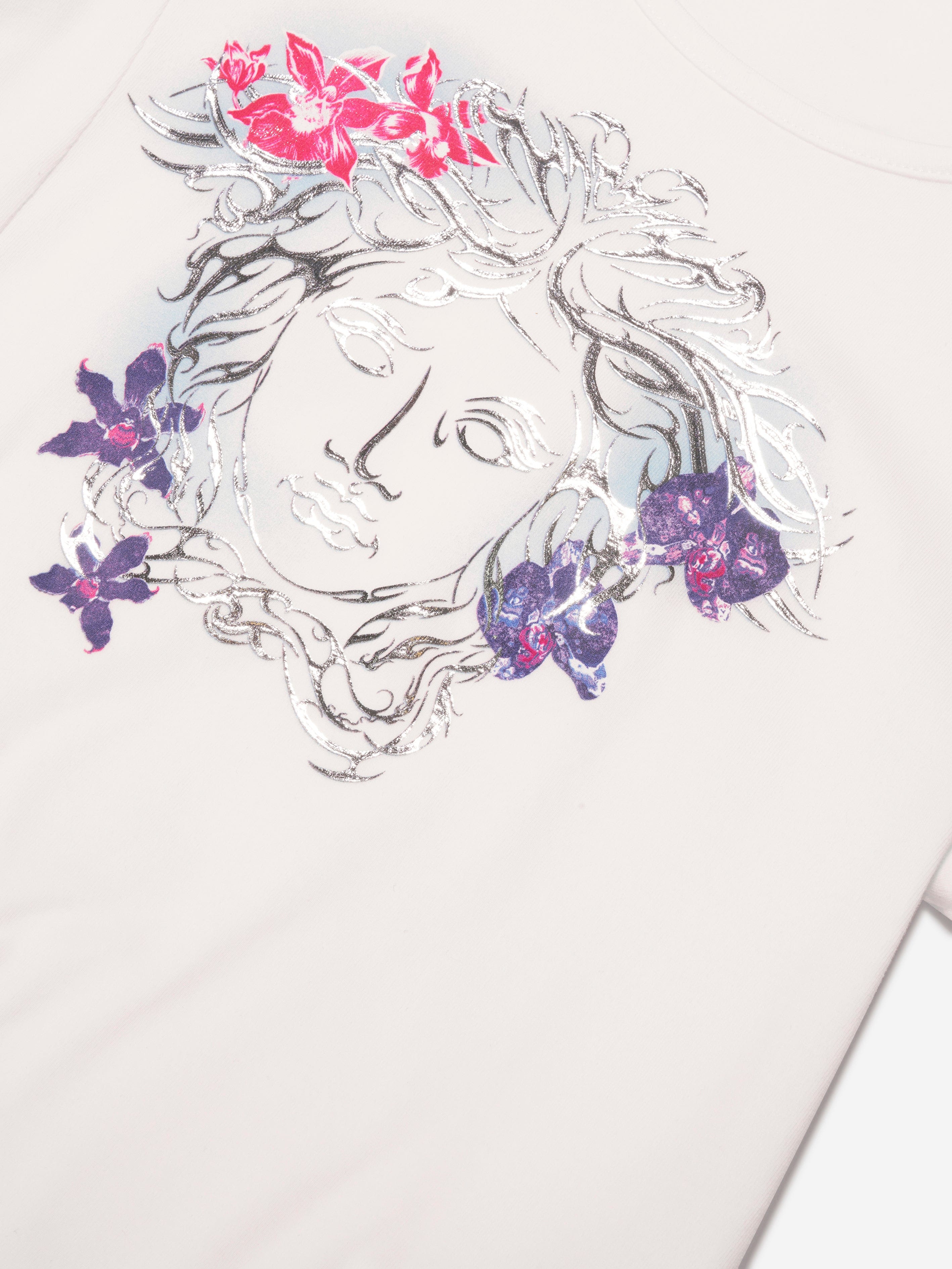 Versace Girls Orchid Medusa T-Shirt in White