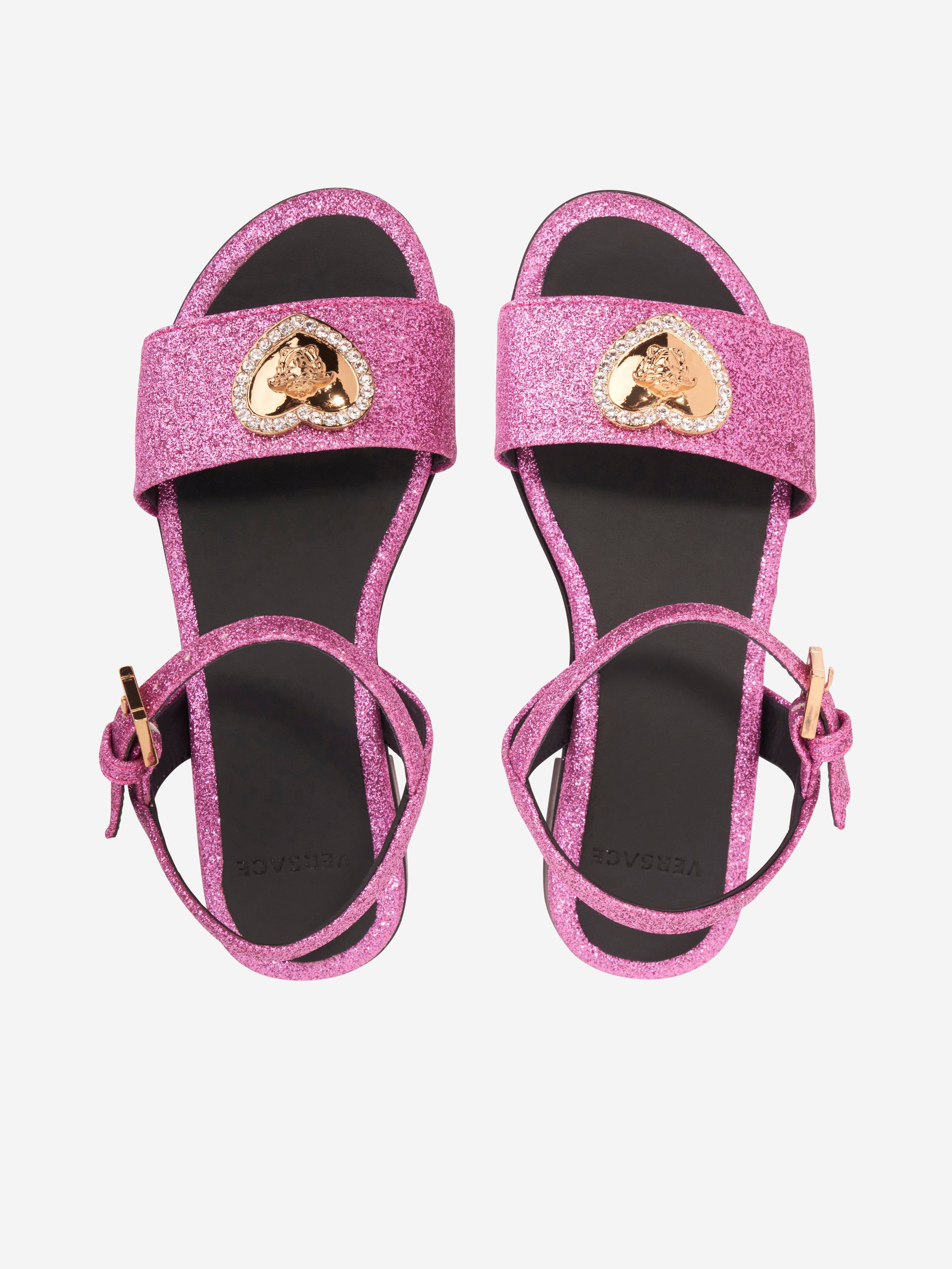 Versace Girls Medusa Heart Sandals in Pink