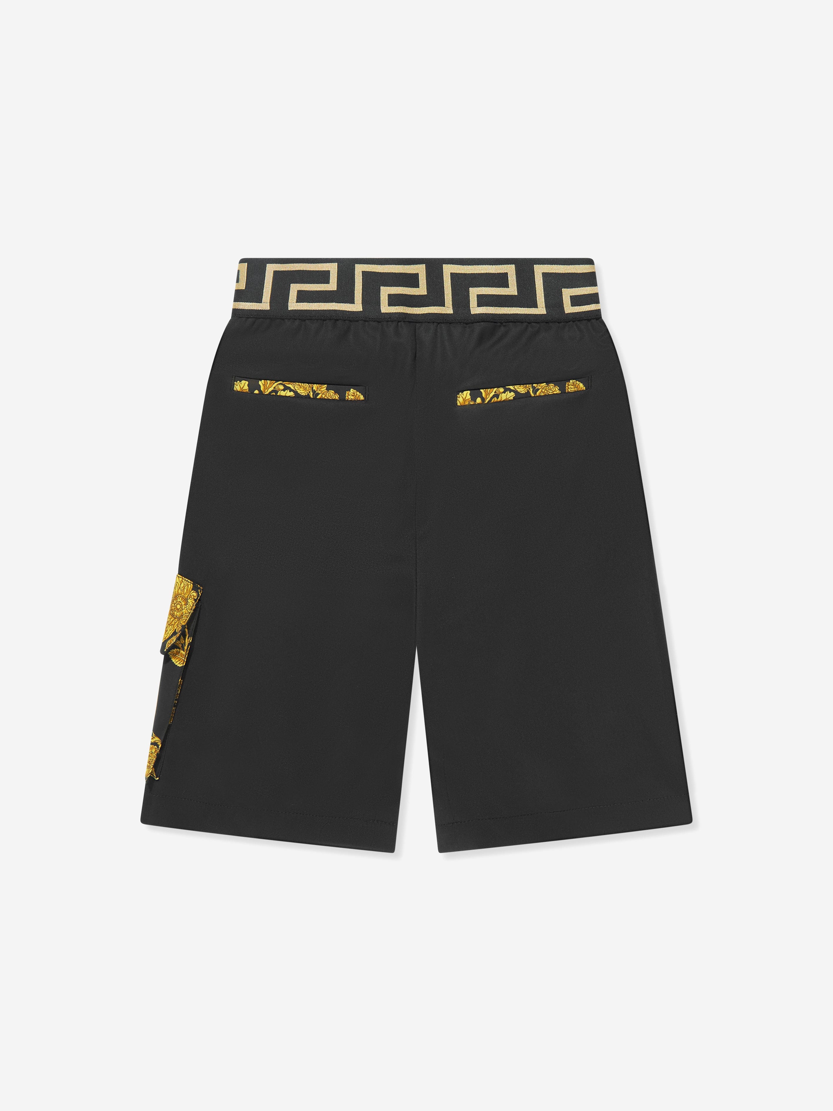 Versace Boys Maschera Baroque Pocket Shorts in Black