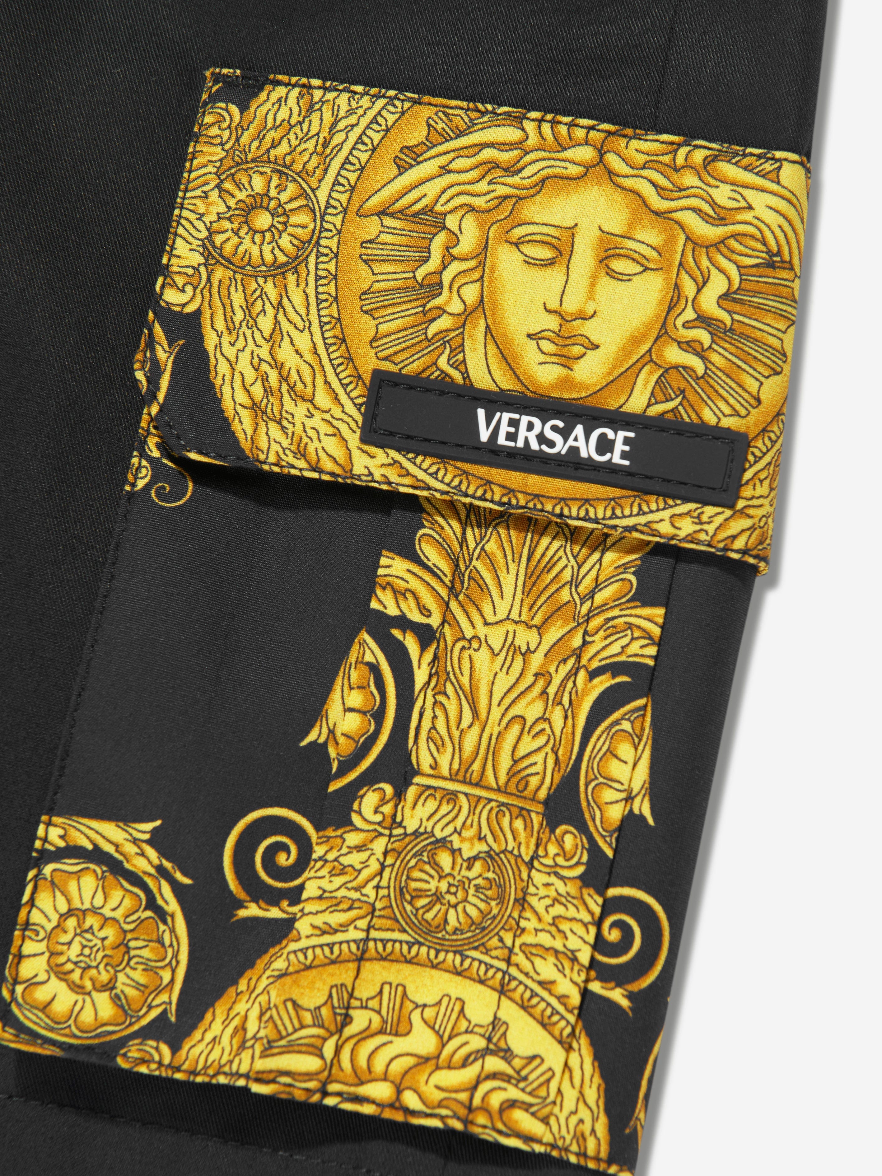 Versace Boys Maschera Baroque Pocket Shorts in Black