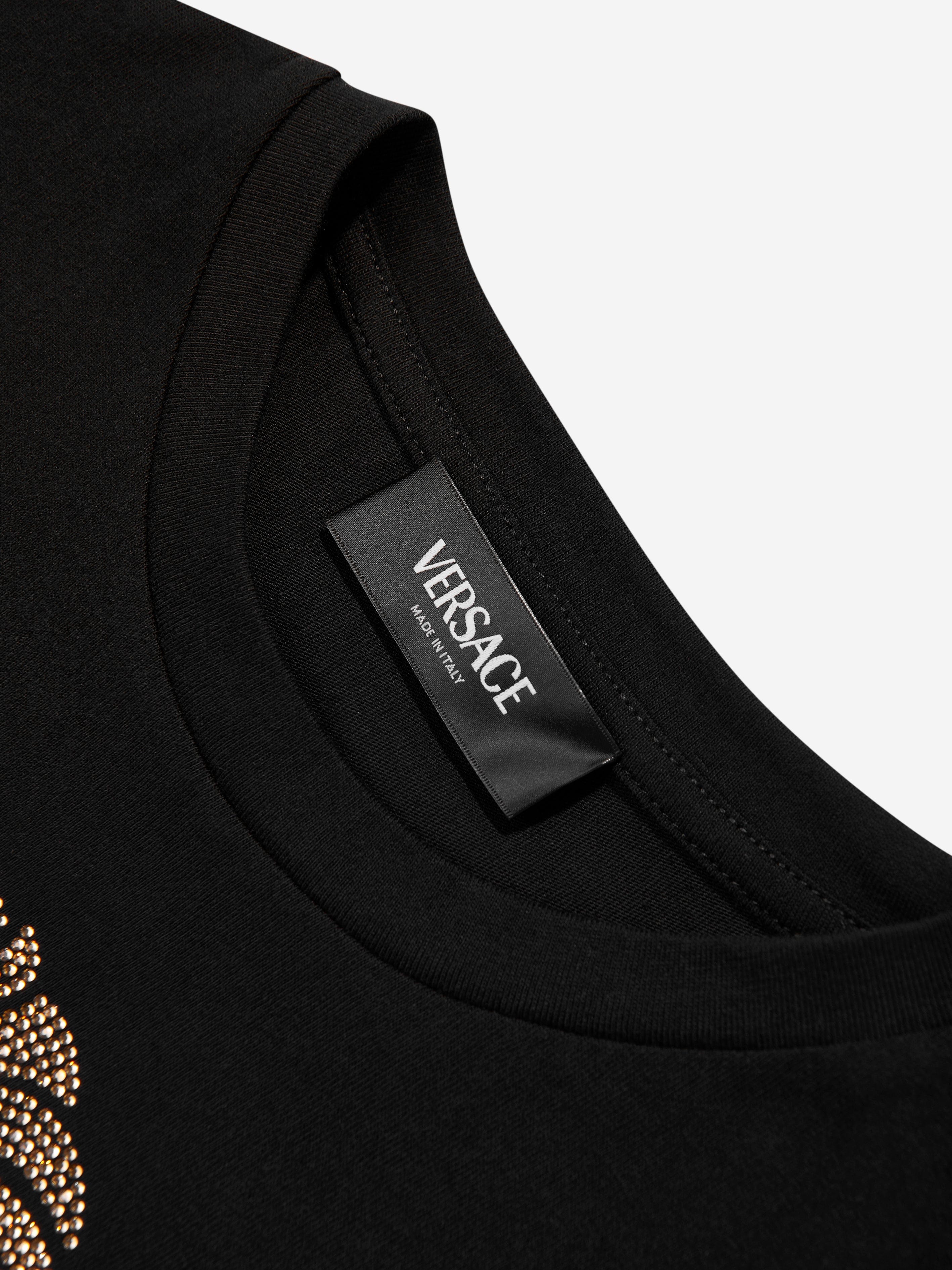 Versace Girls Diamante Medusa T-Shirt in Black