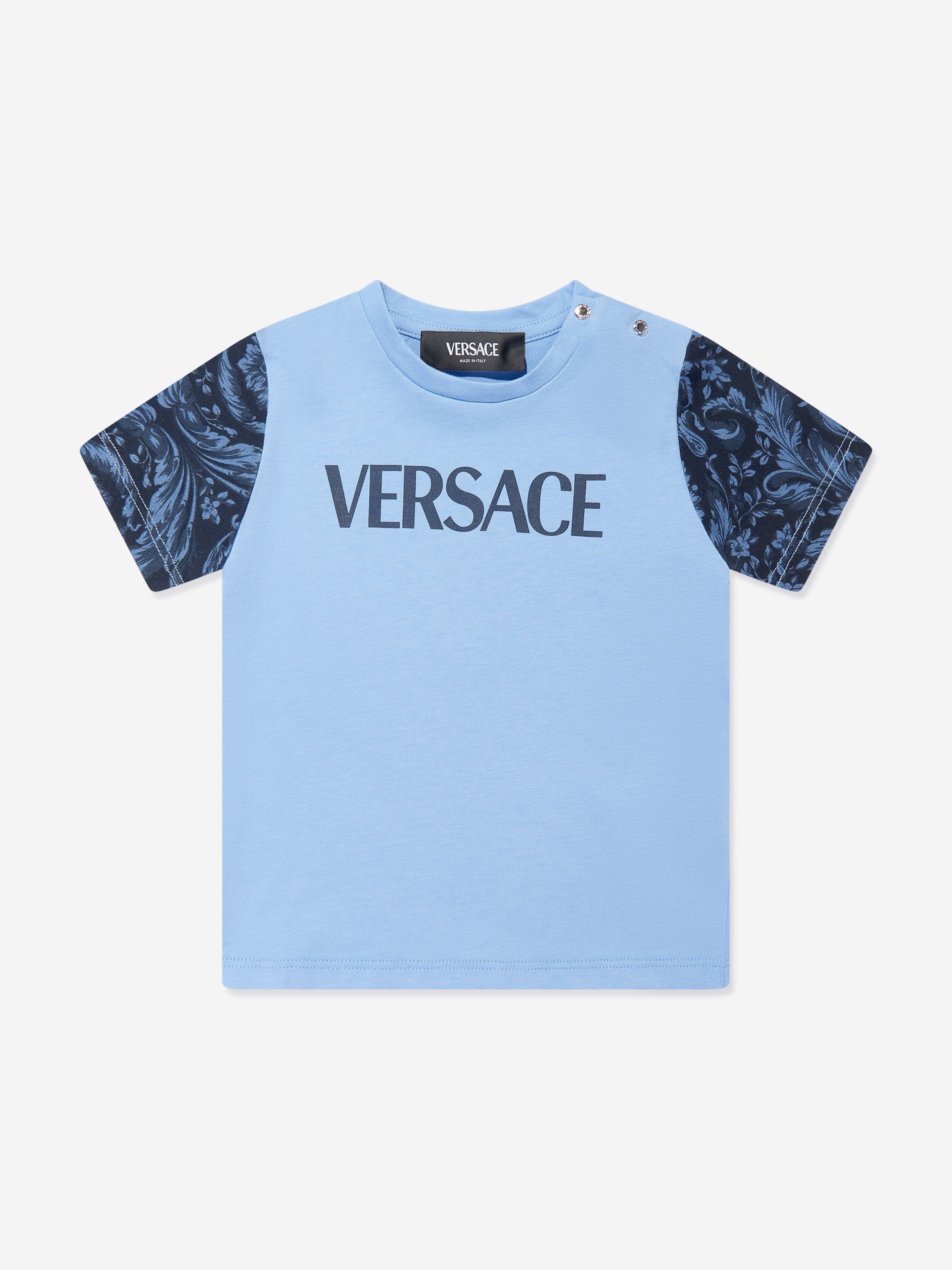 Versace Baby Boys Barocco Logo T-Shirt in Blue