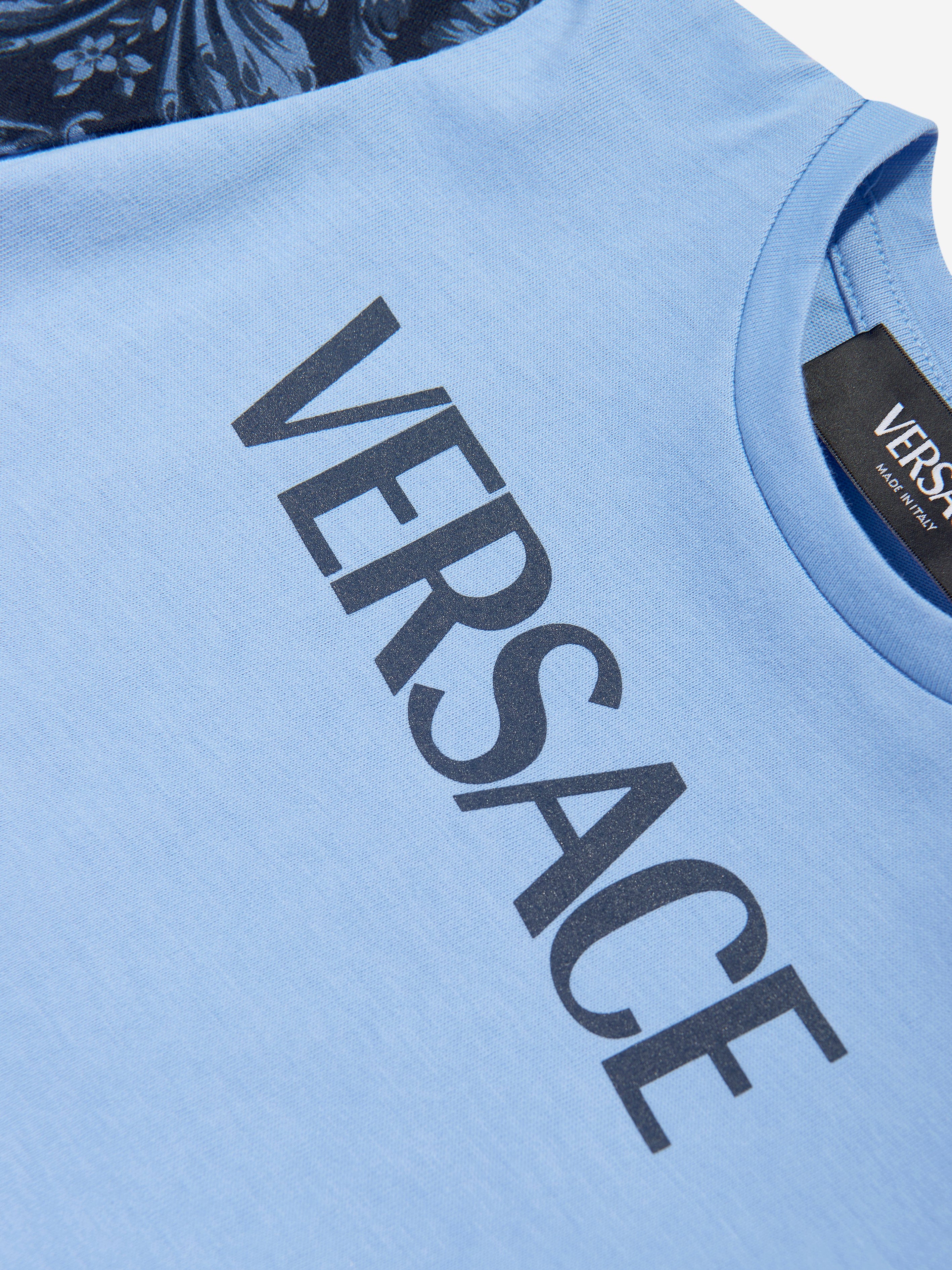 Versace Baby Boys Barocco Logo T-Shirt in Blue