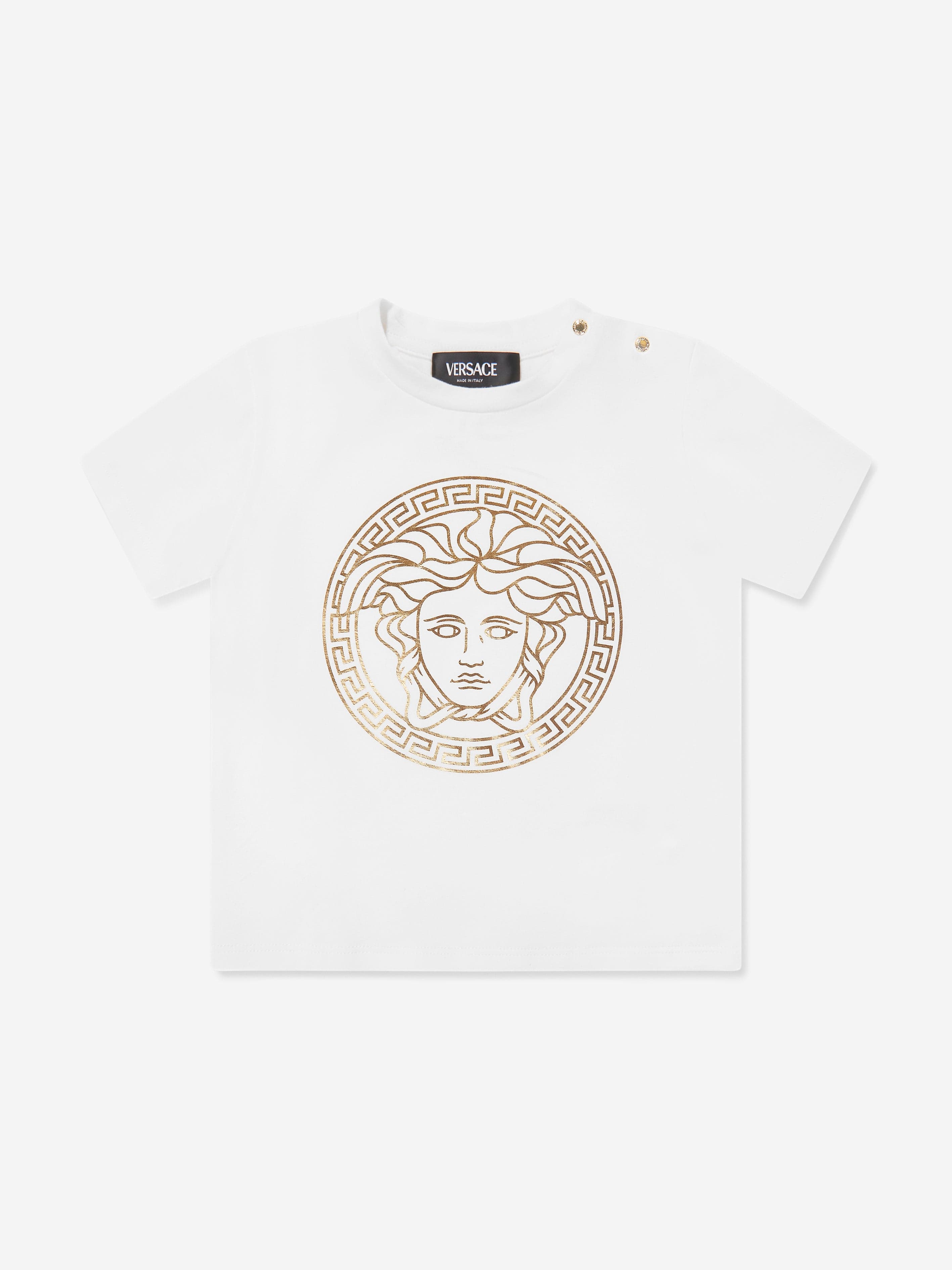 Versace Baby Medusa Greca Print T-Shirt in White