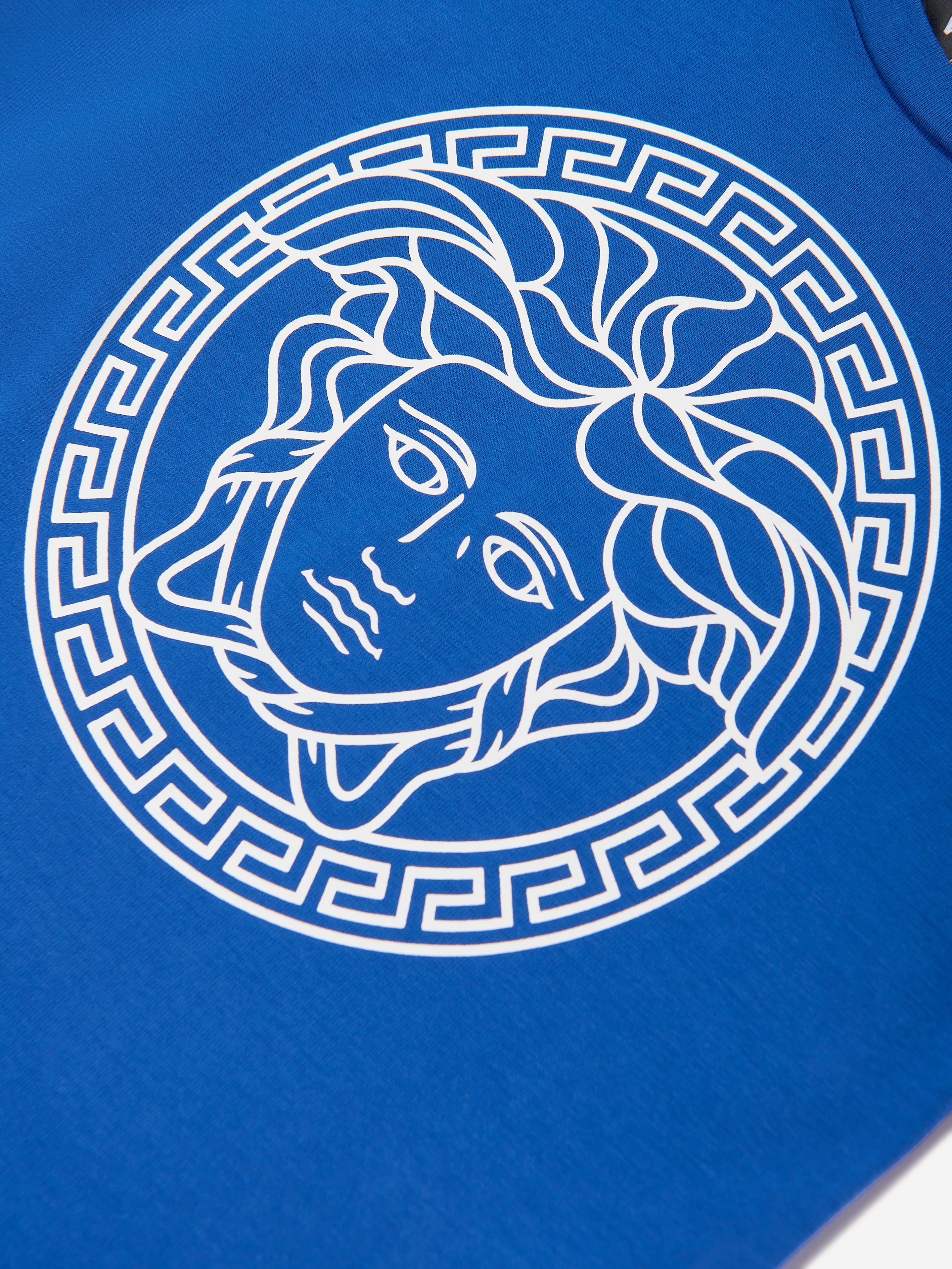 Versace Baby Medusa Greca Print T-Shirt in Blue