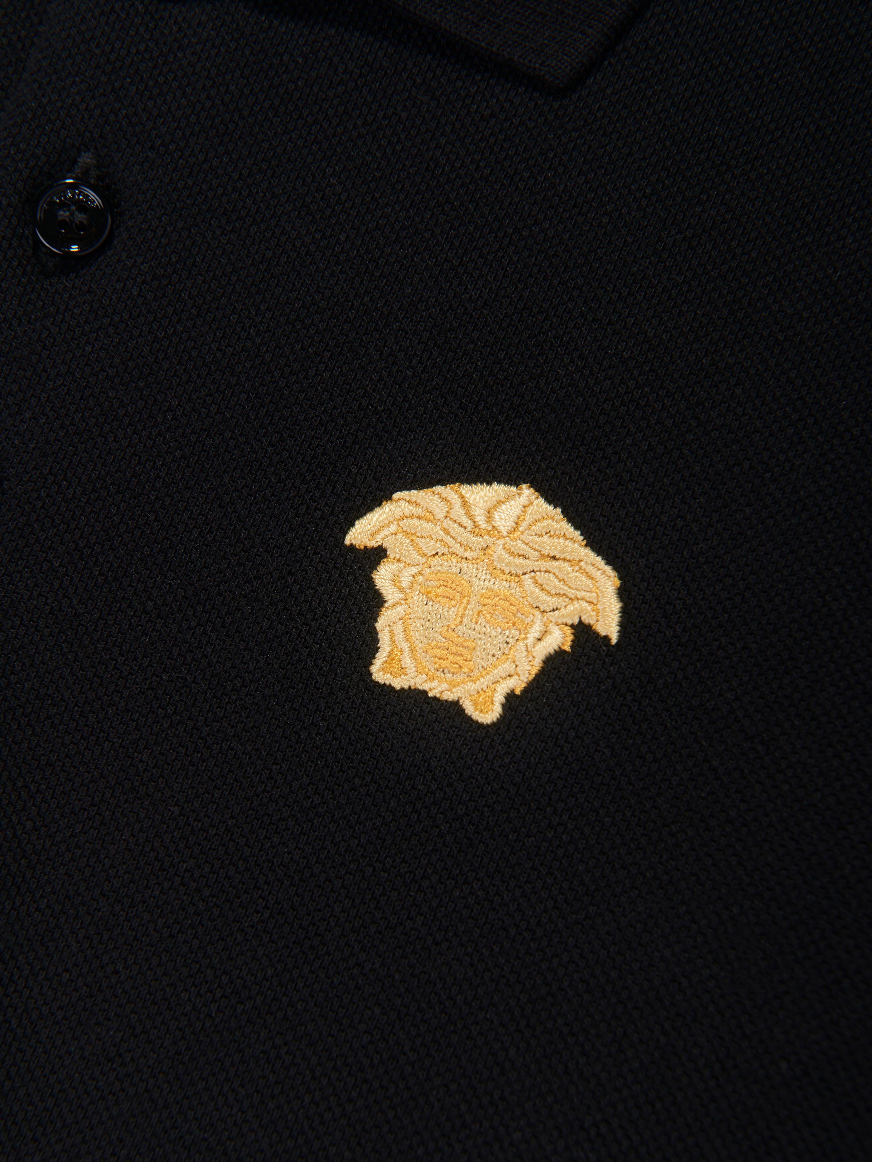 Versace Boys Medusa Logo Polo Shirt in Black