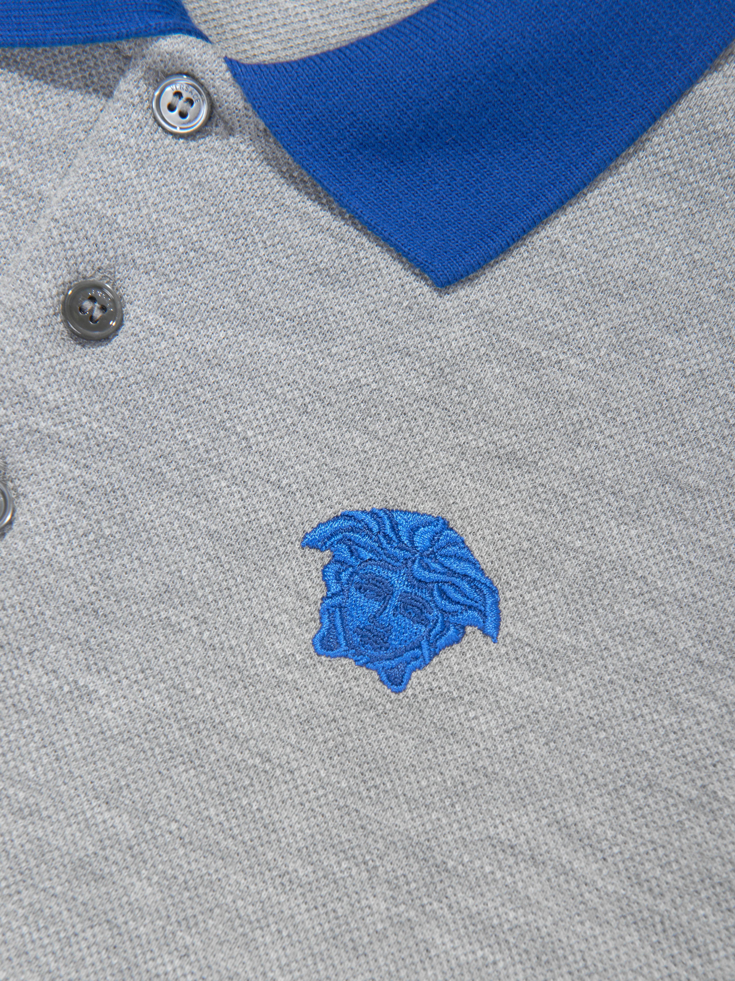 Versace Boys Medusa Logo Polo Shirt in Grey