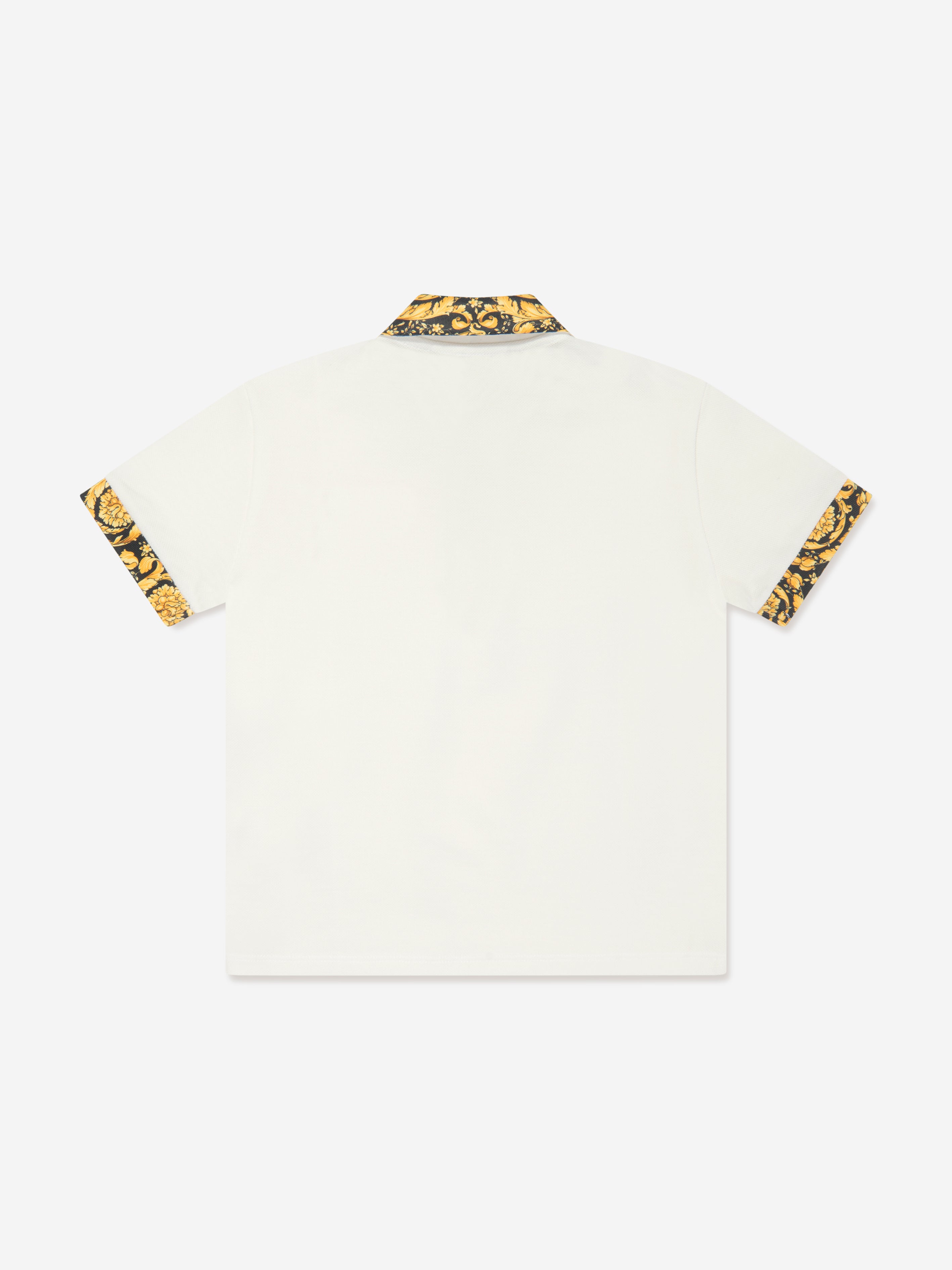 Versace Boys Barocco Logo Polo Shirt in White