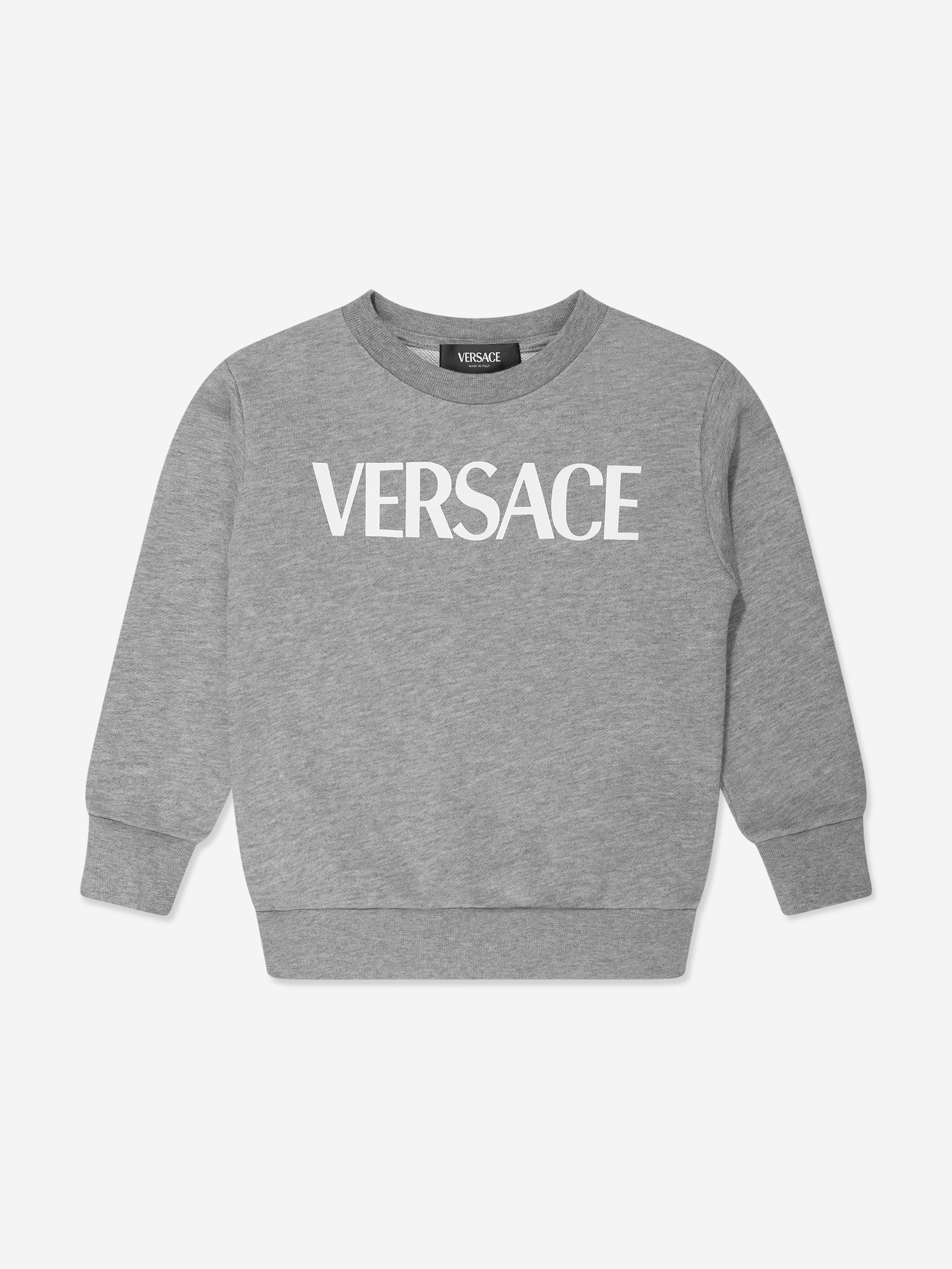 Versace Boys Logo Print Sweatshirt in Grey