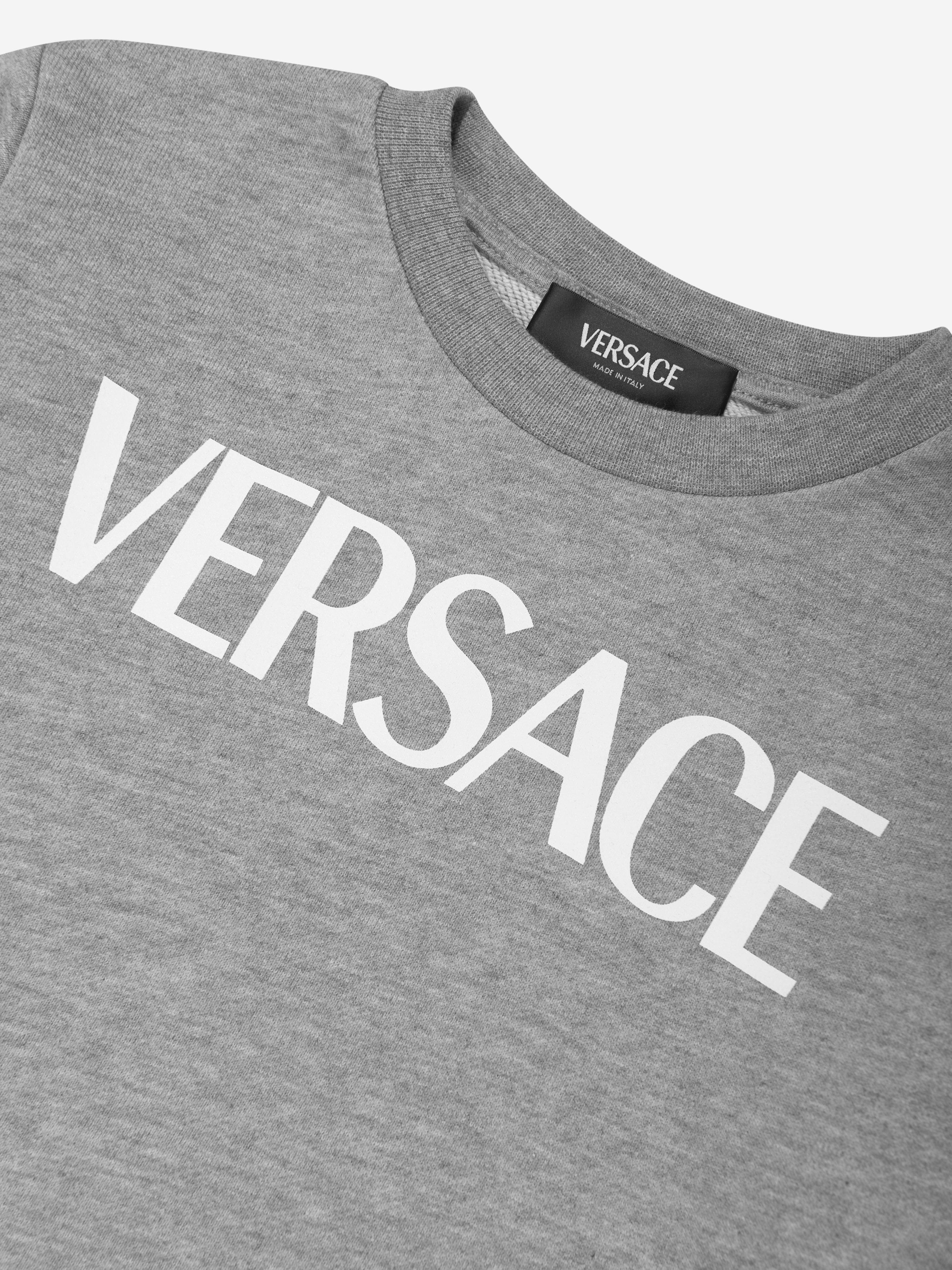 Versace Boys Logo Print Sweatshirt in Grey