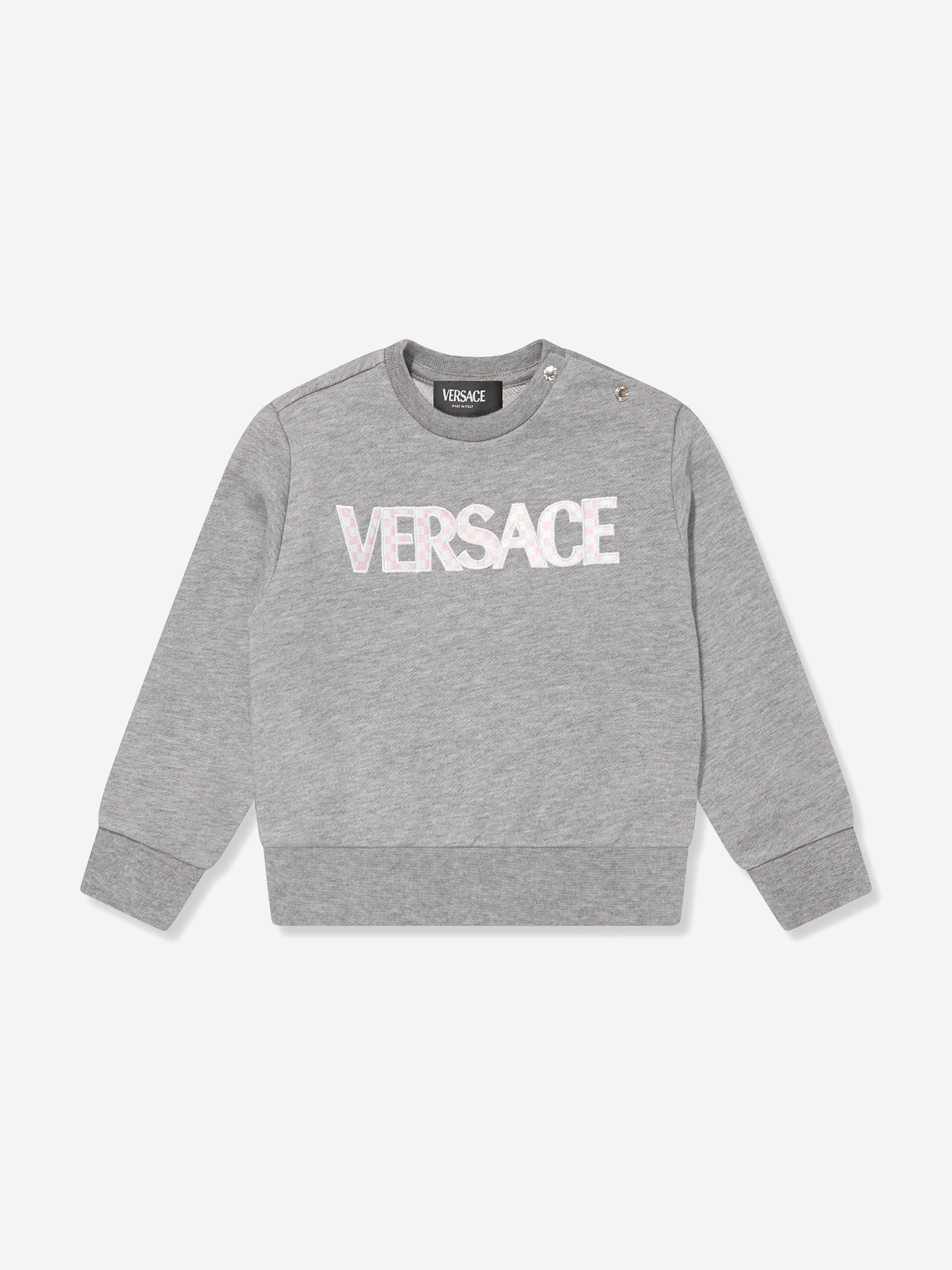 Versace Baby Boys Damier Logo Sweatshirt in Grey