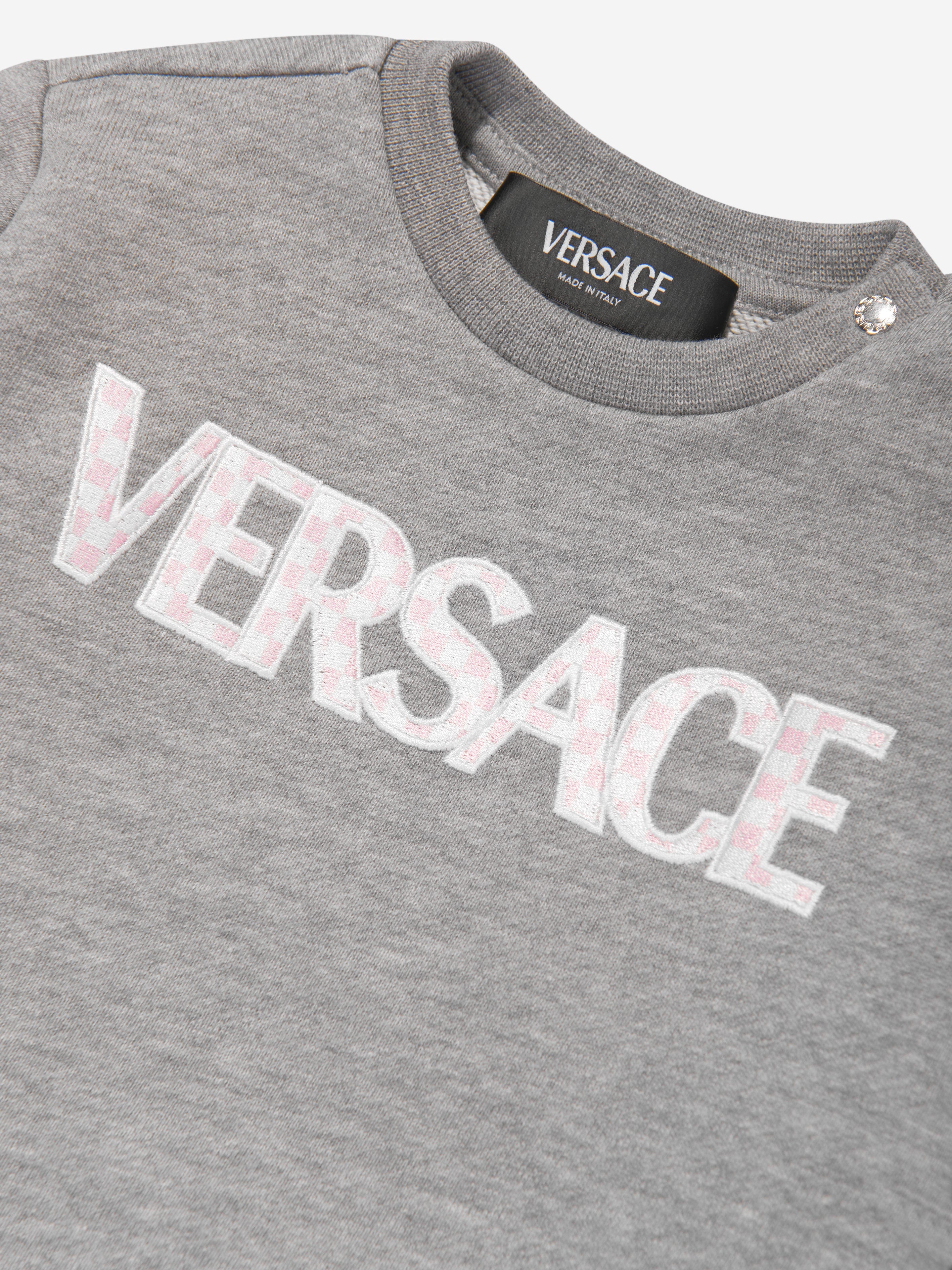 Versace Baby Boys Damier Logo Sweatshirt in Grey