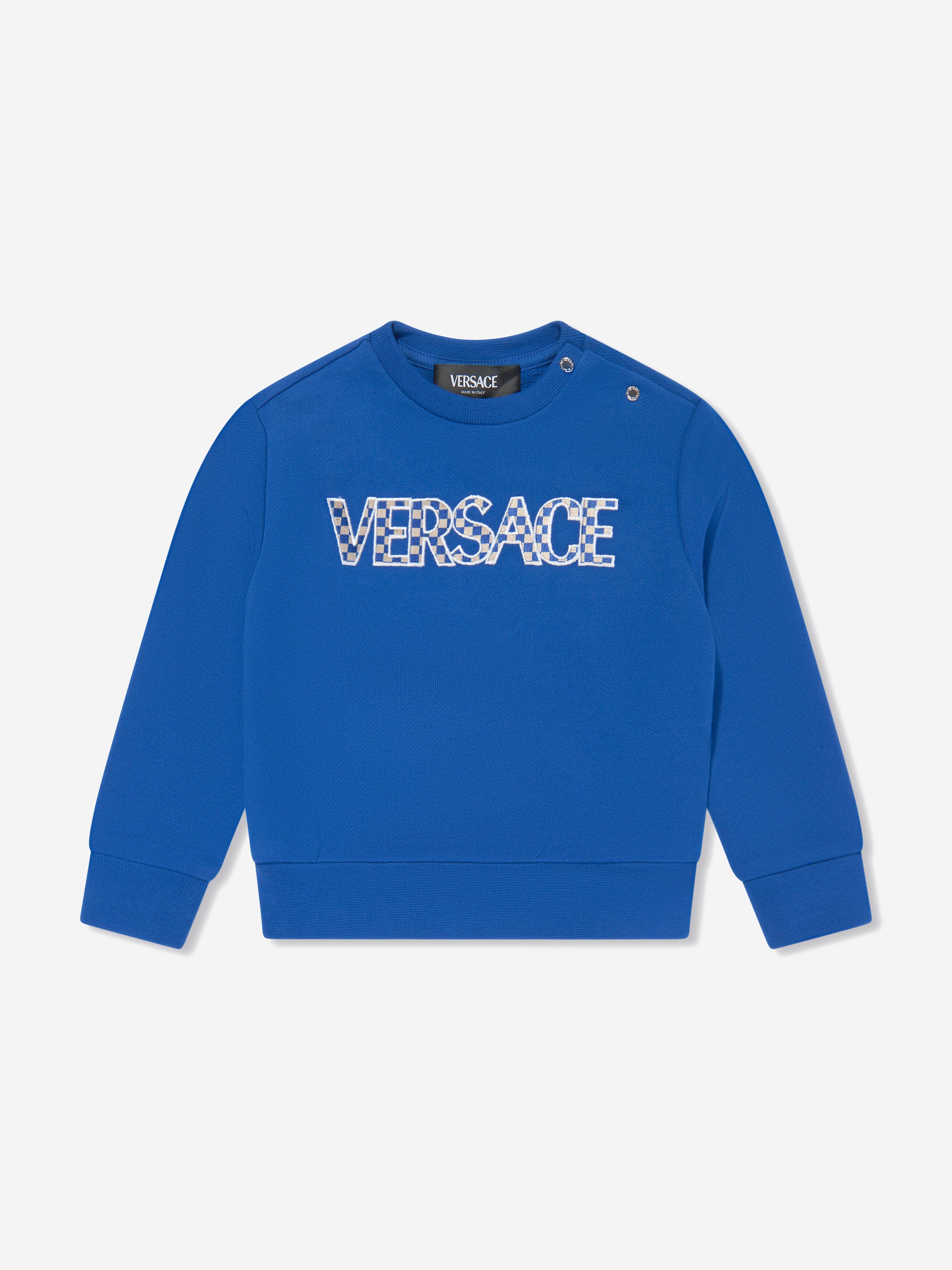 Versace Baby Boys Damier Logo Sweatshirt in Blue