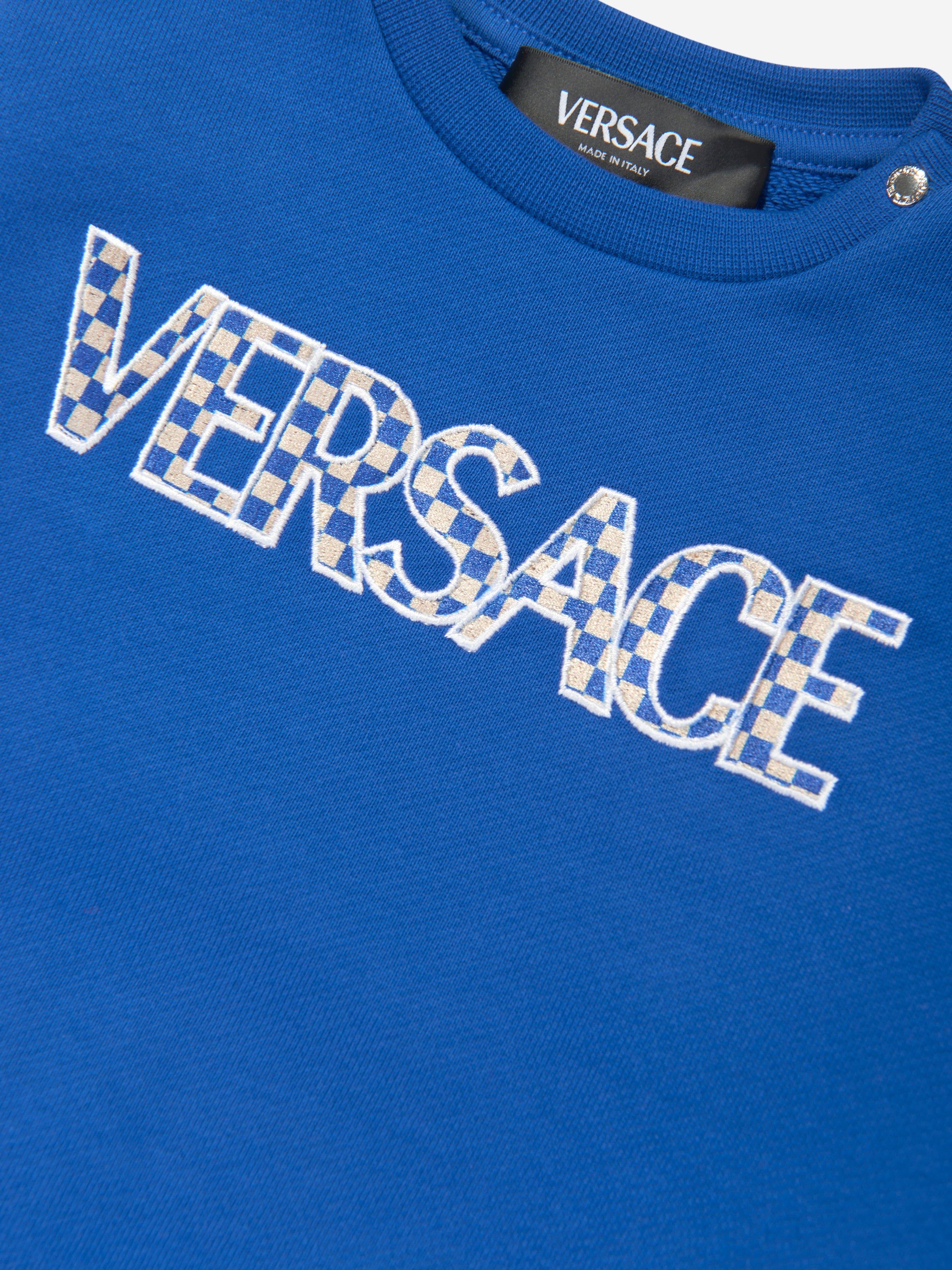 Versace Baby Boys Damier Logo Sweatshirt in Blue