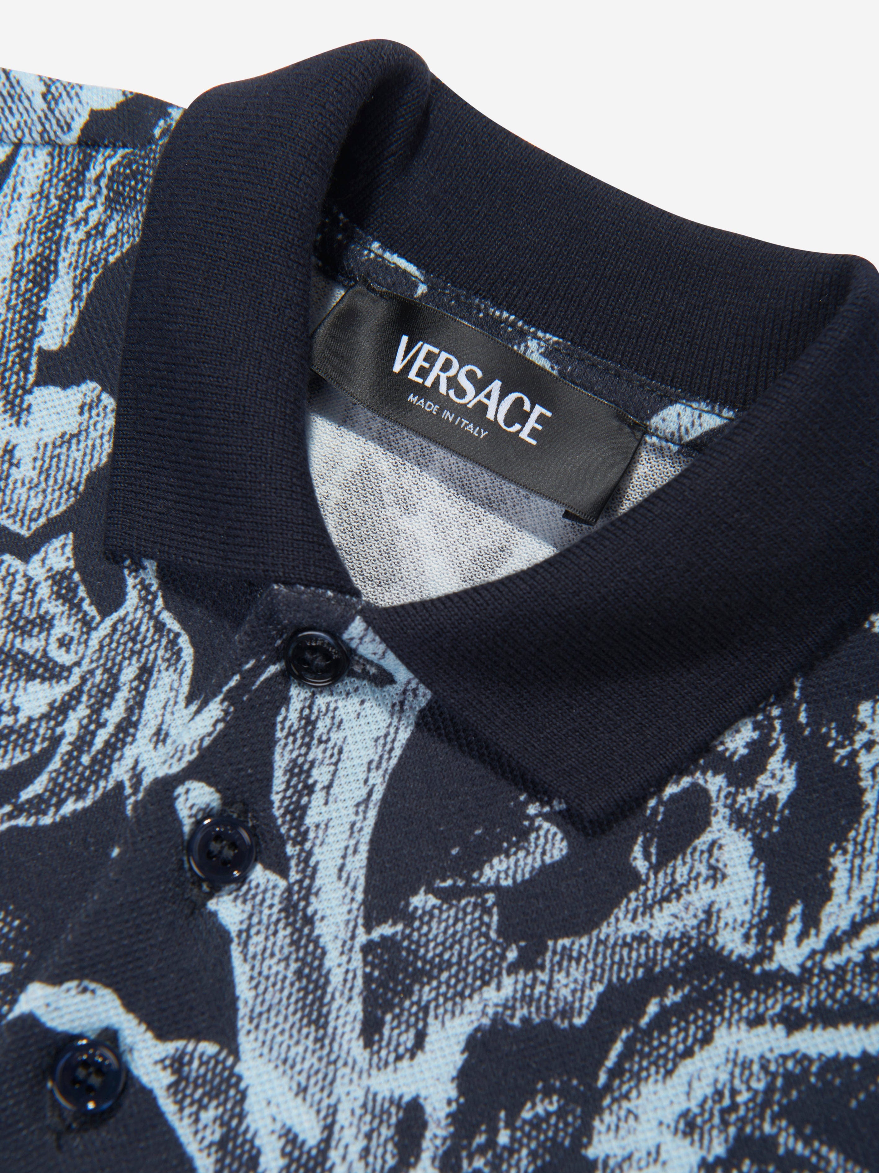 Versace Baby Boys Barocco Polo Shirt in Navy