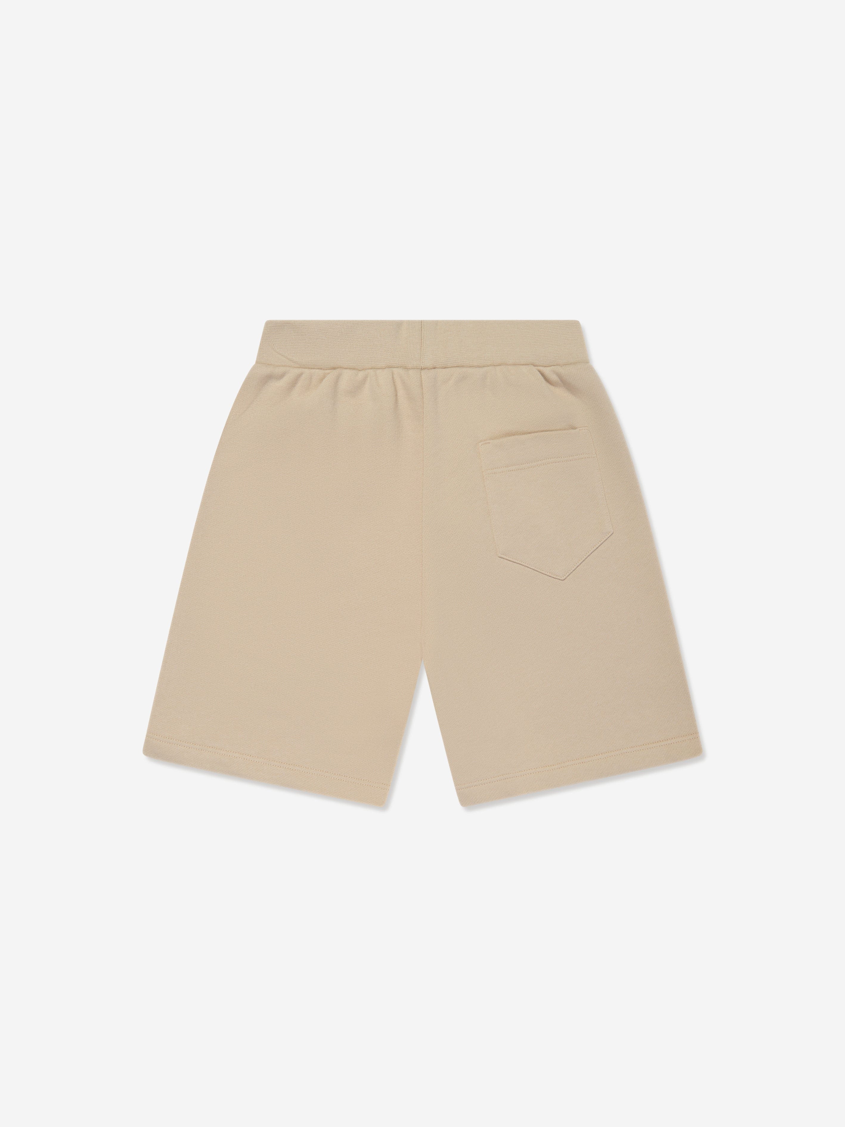 Versace Boys Fleece Logo Shorts in Beige