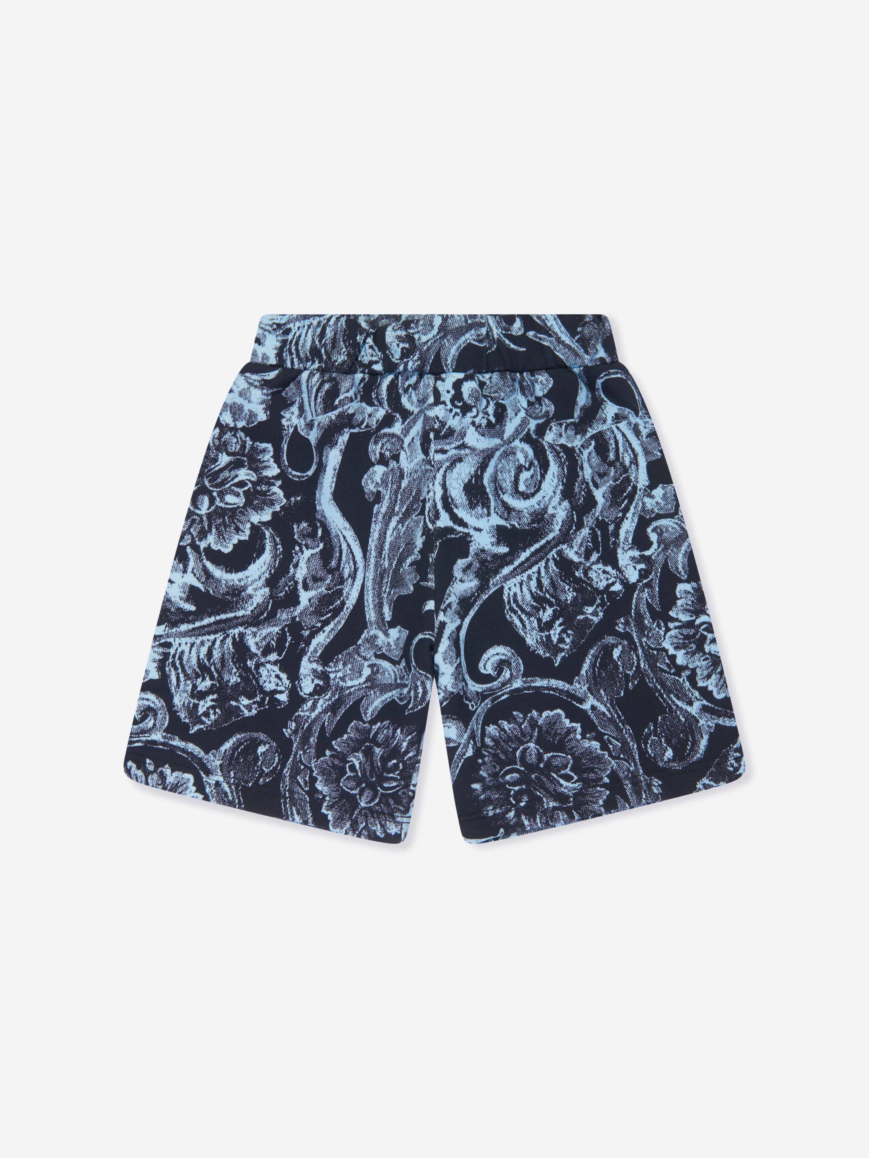 Versace Boys Barocco Print Shorts in Navy