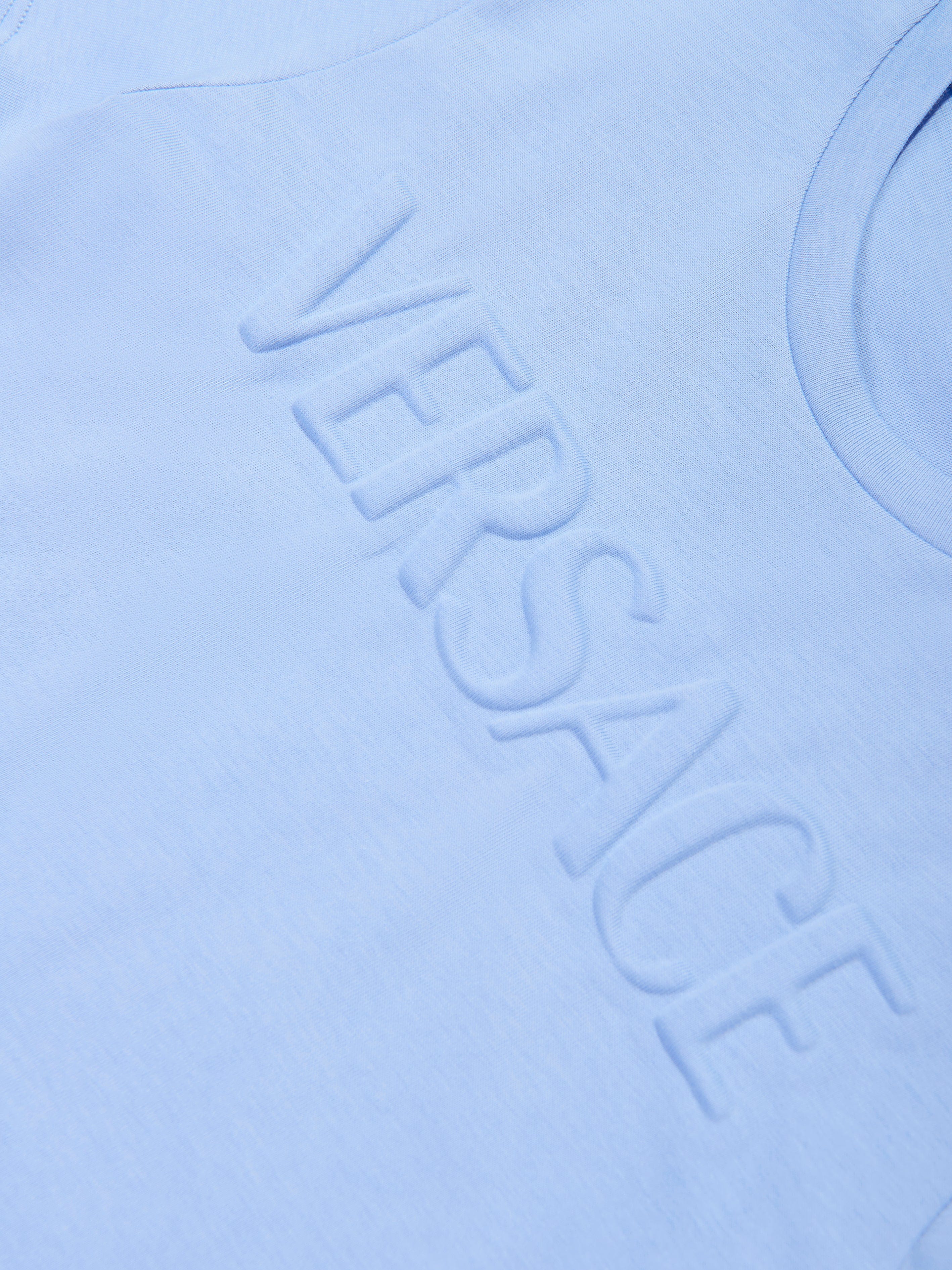 Versace Boys Embossed Logo T-Shirt in Blue