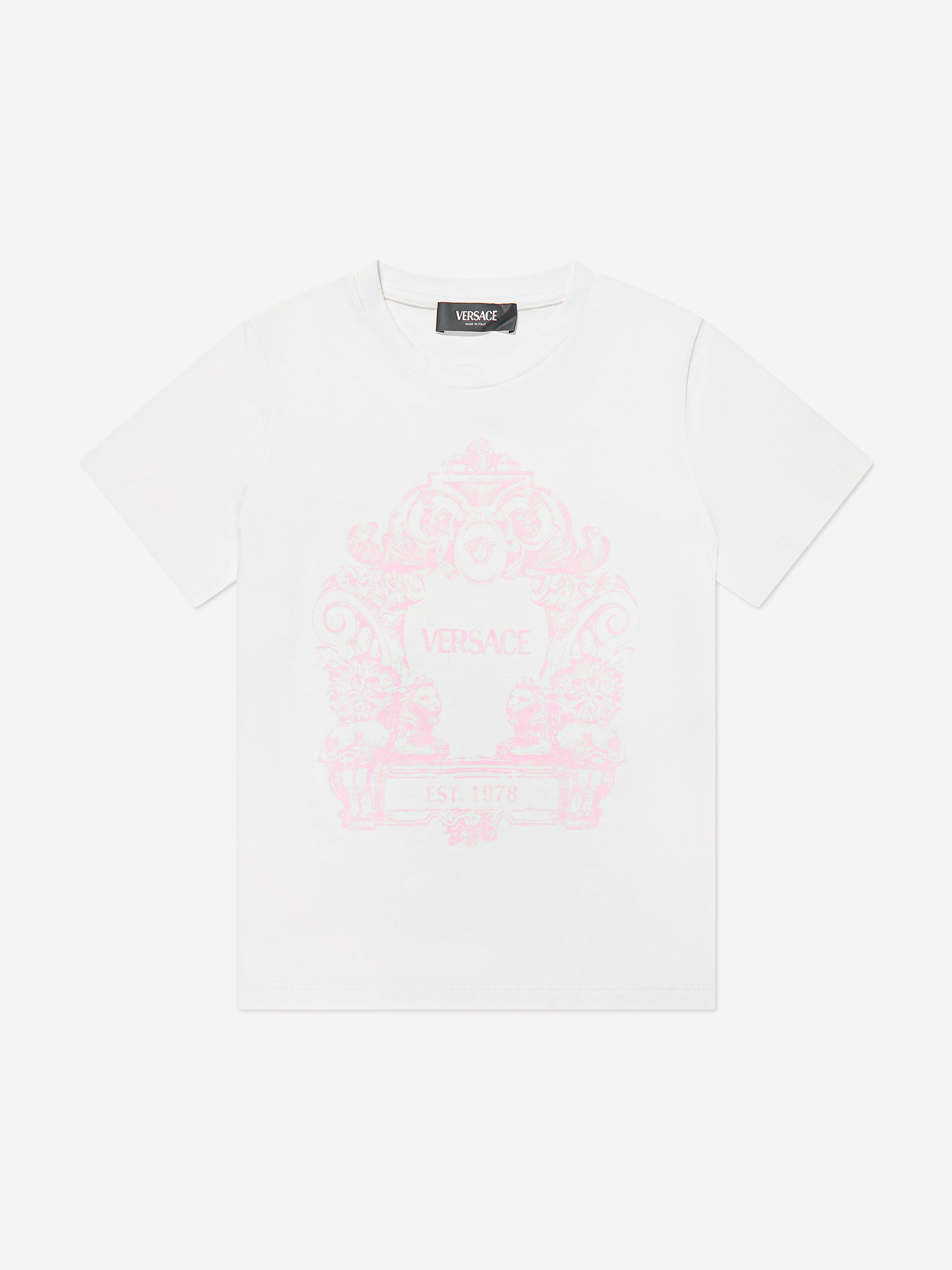 Versace Girls Stemma Logo T-Shirt in White