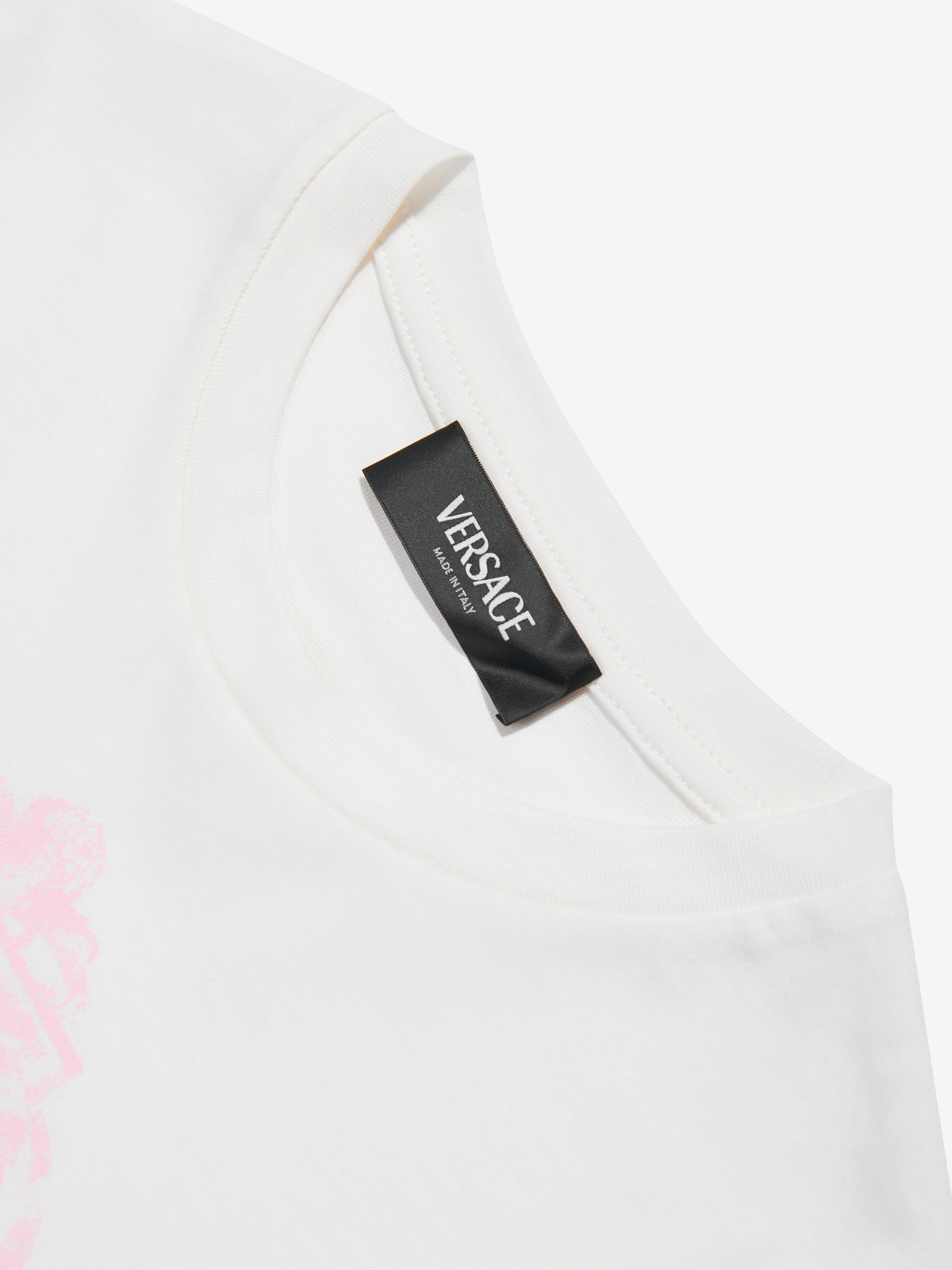 Versace Girls Stemma Logo T-Shirt in White