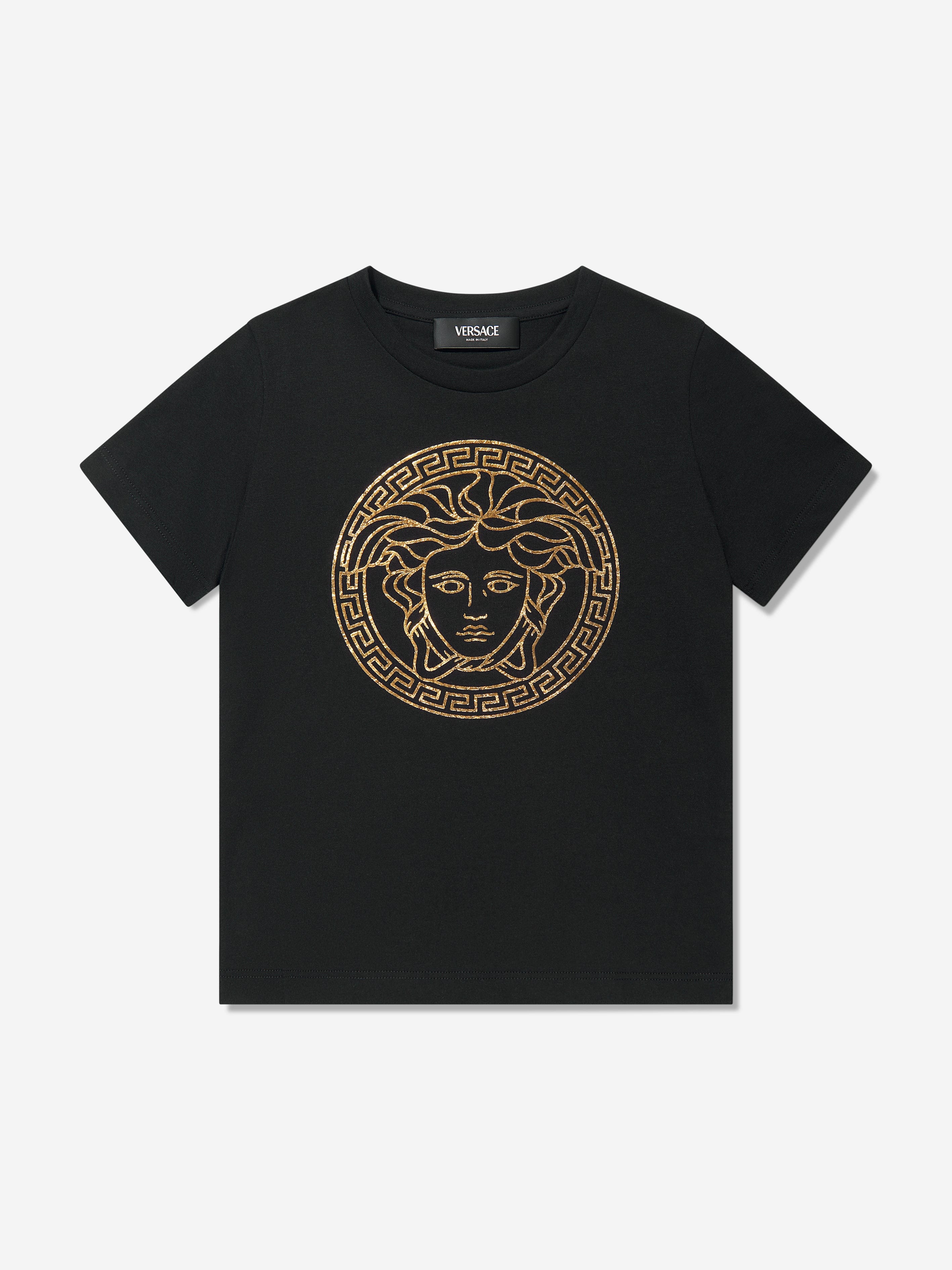 Versace Boys Medusa Logo T-Shirt in Black