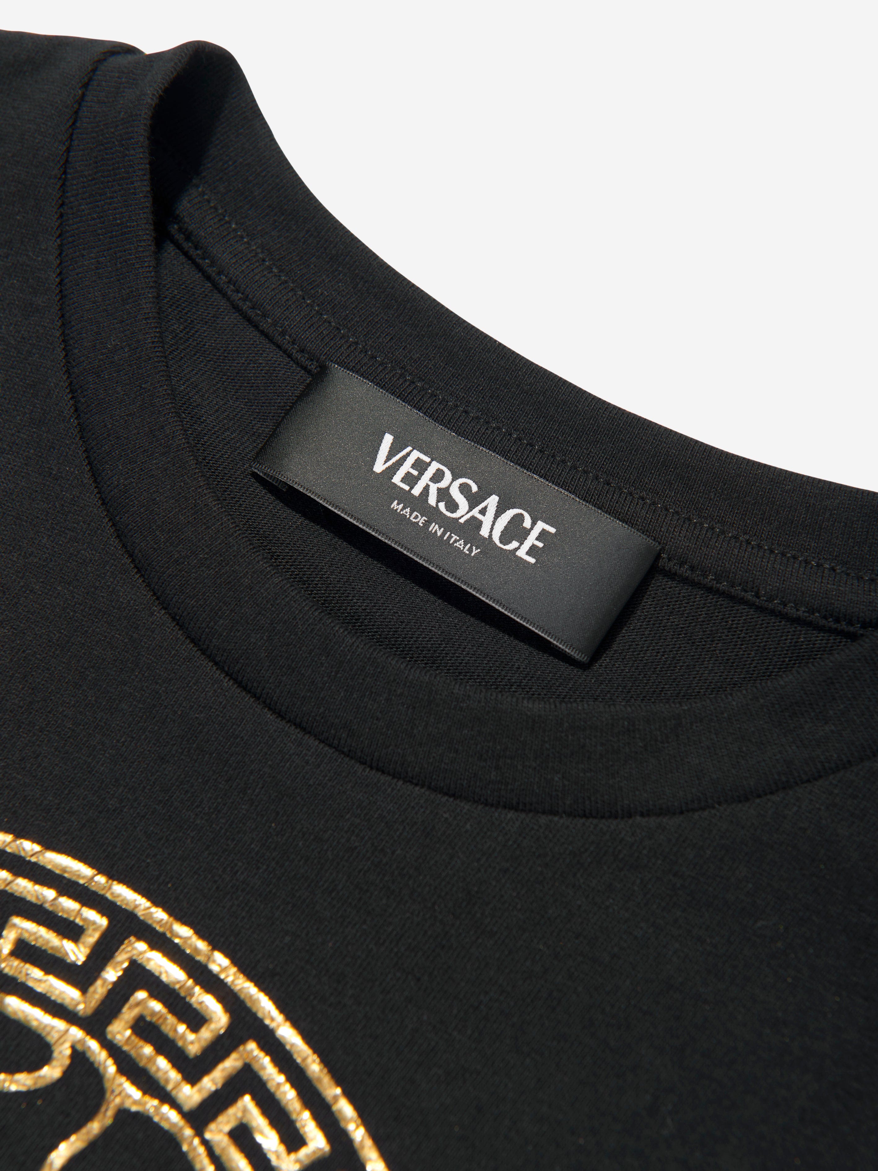 Versace Boys Medusa Logo T-Shirt in Black