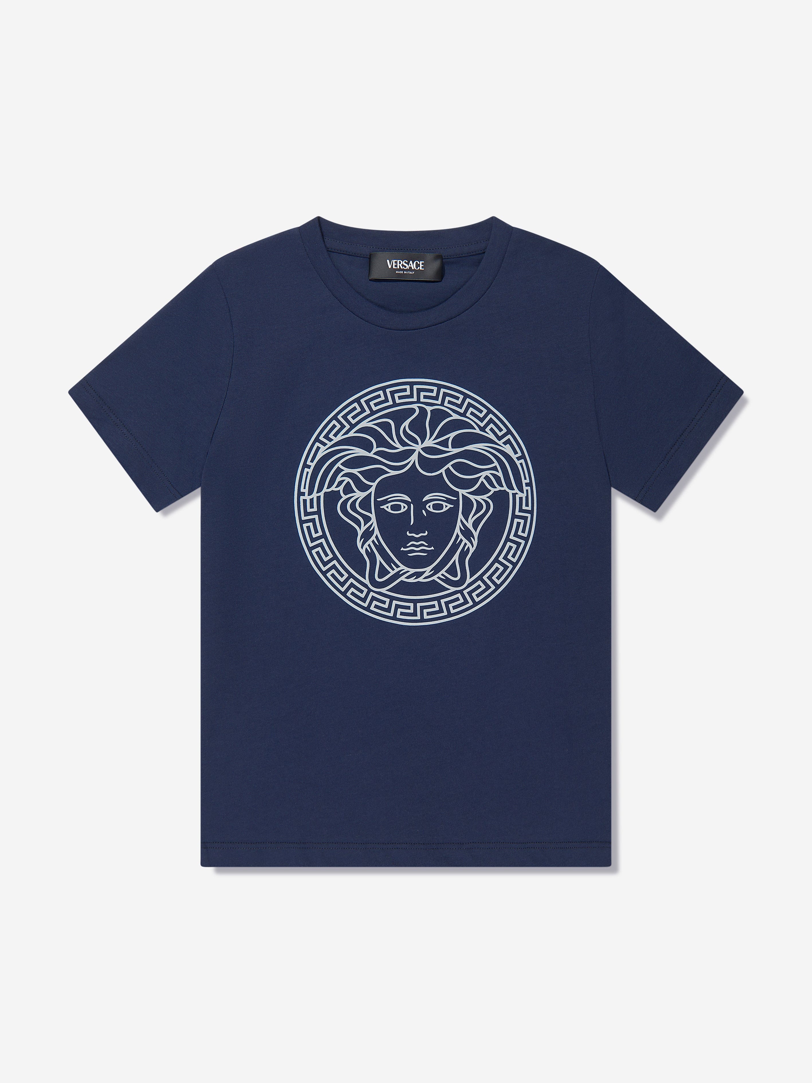 Versace Boys Medusa Logo T-Shirt in Navy