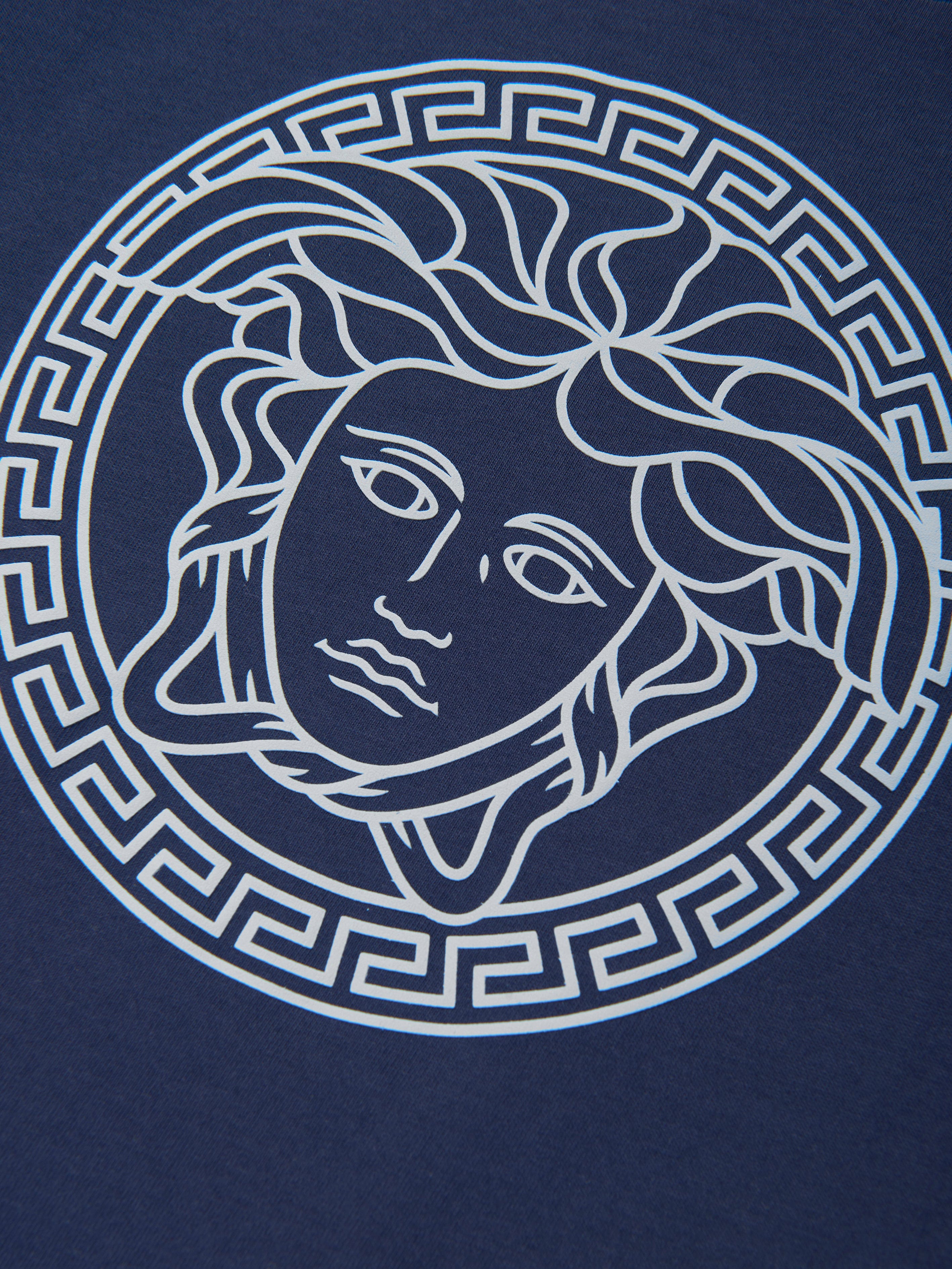 Versace Boys Medusa Logo T-Shirt in Navy