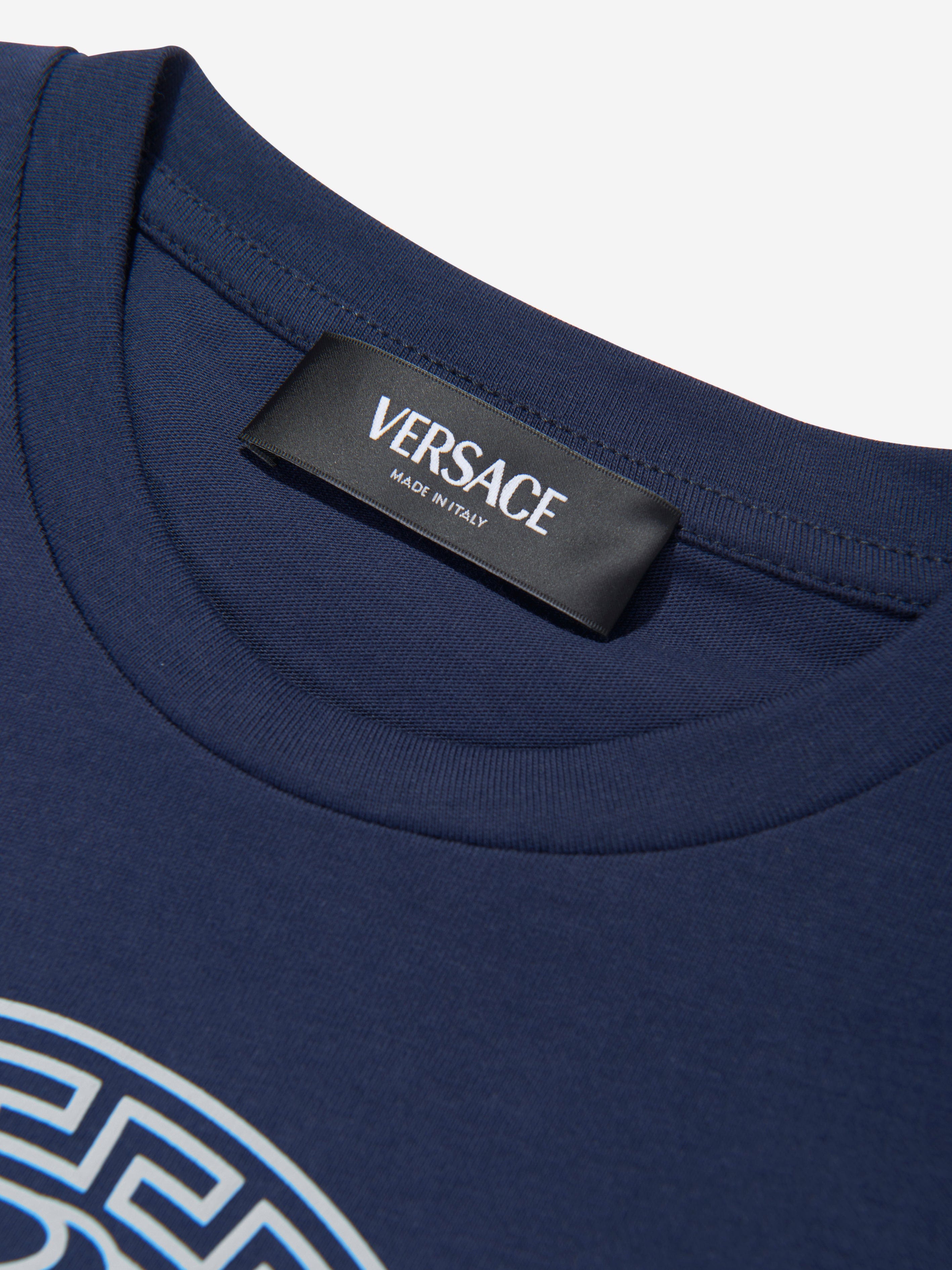 Versace Boys Medusa Logo T-Shirt in Navy