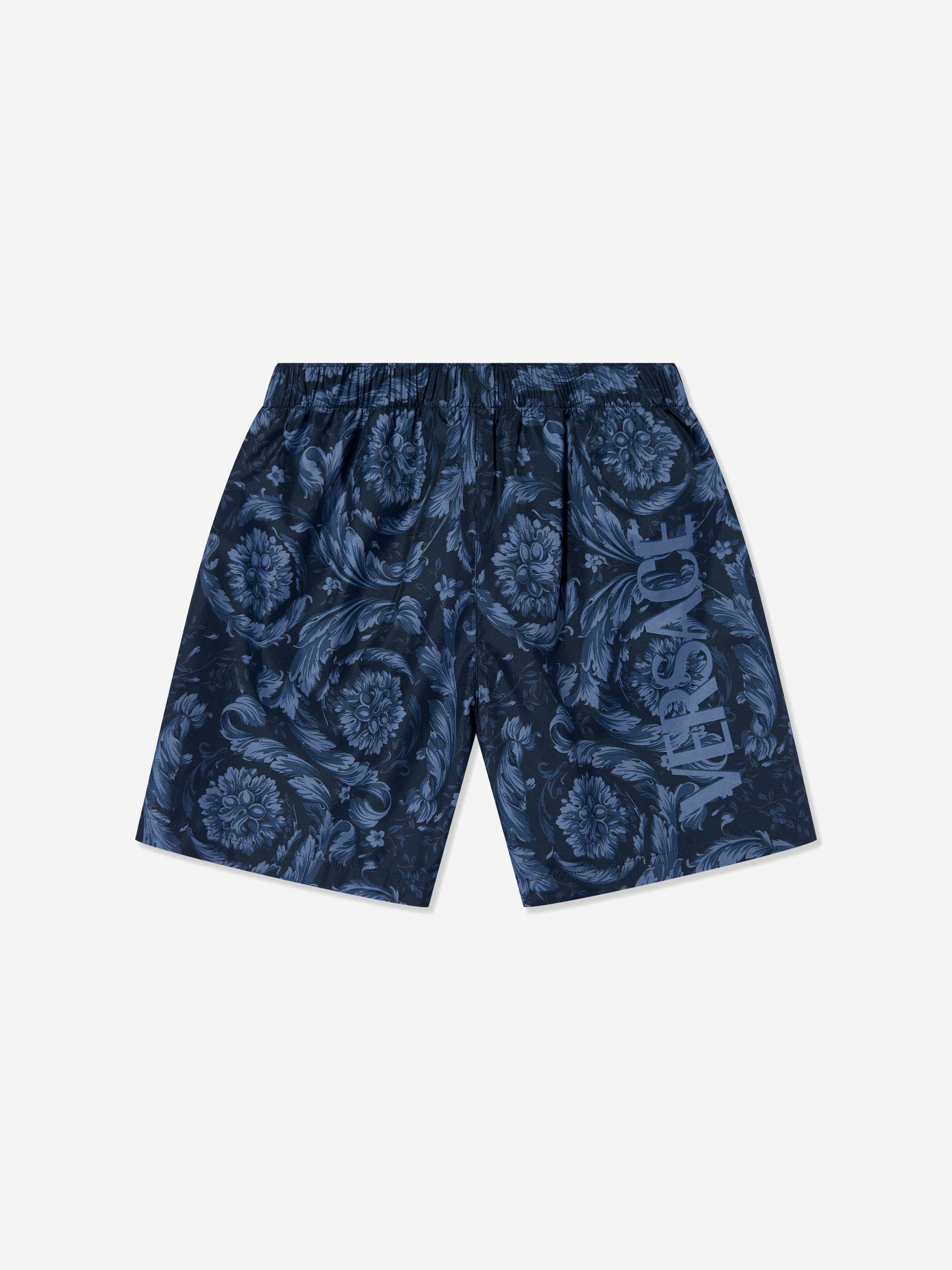 Versace Boys Baroque Logo Swim Shots in Navy