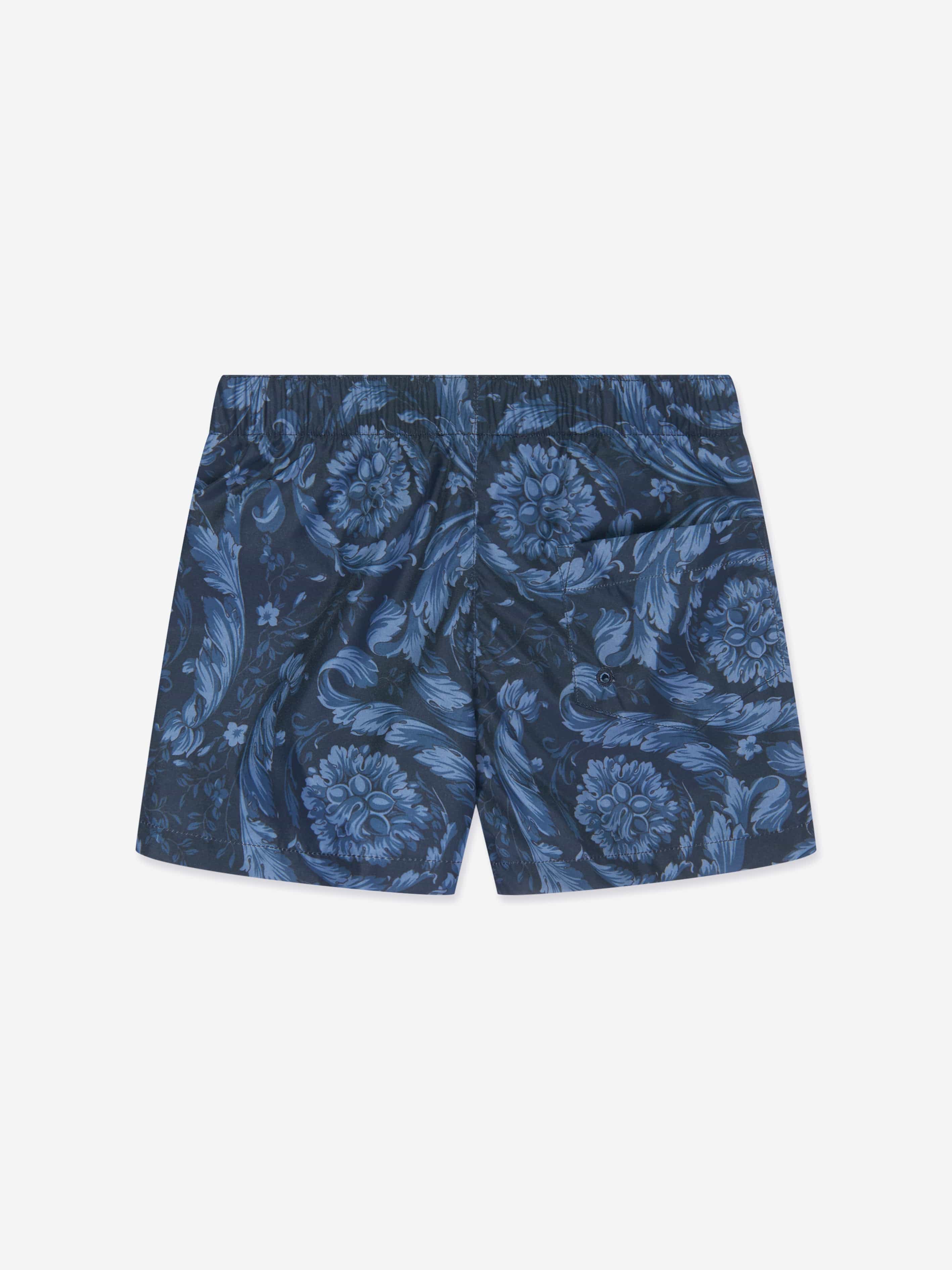 Versace Baby Boys Baroque Swim Shorts in Navy