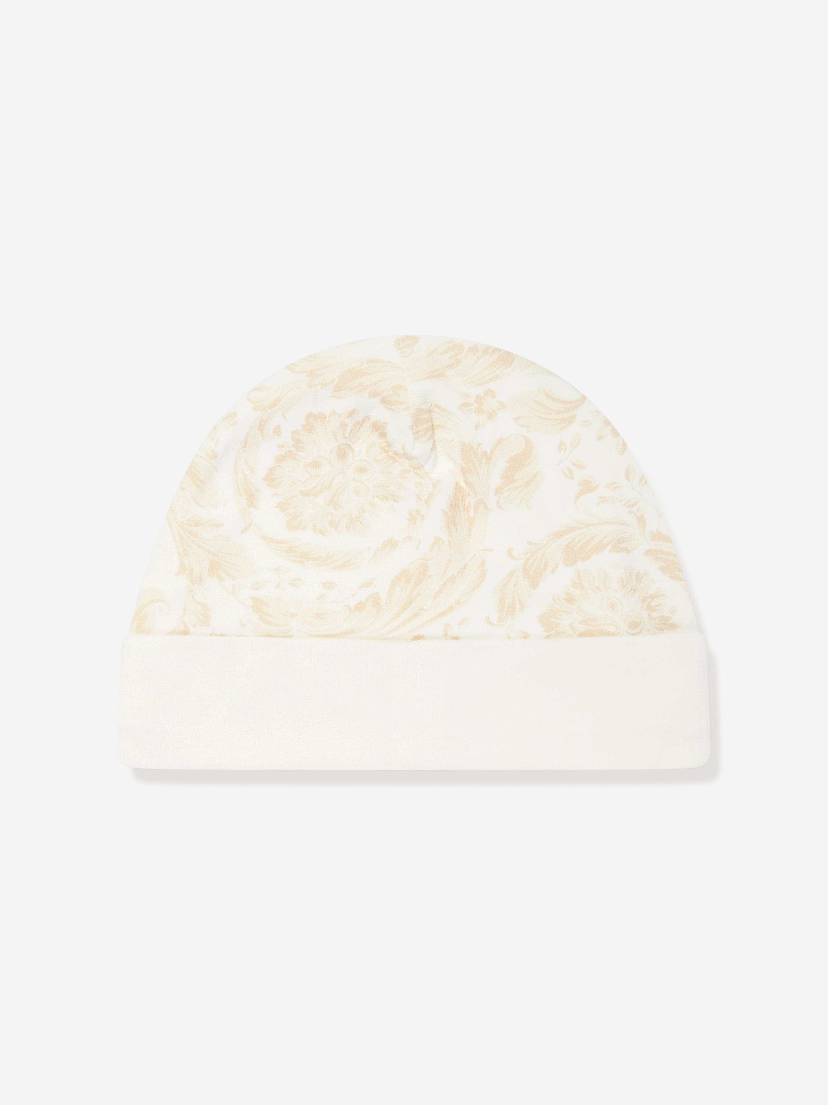 Versace Baby Barocco Beanie Hat in White