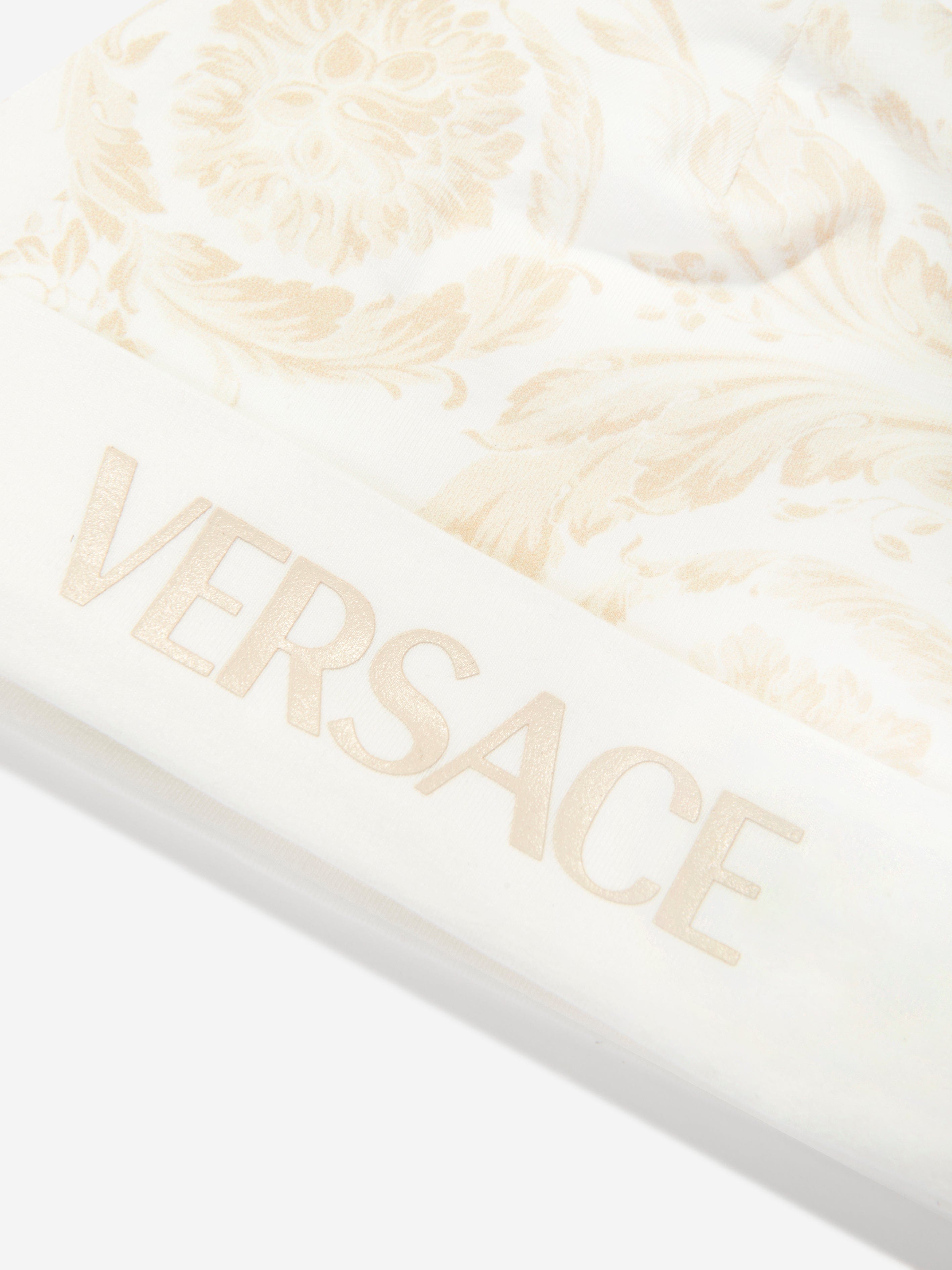 Versace Baby Barocco Beanie Hat in White