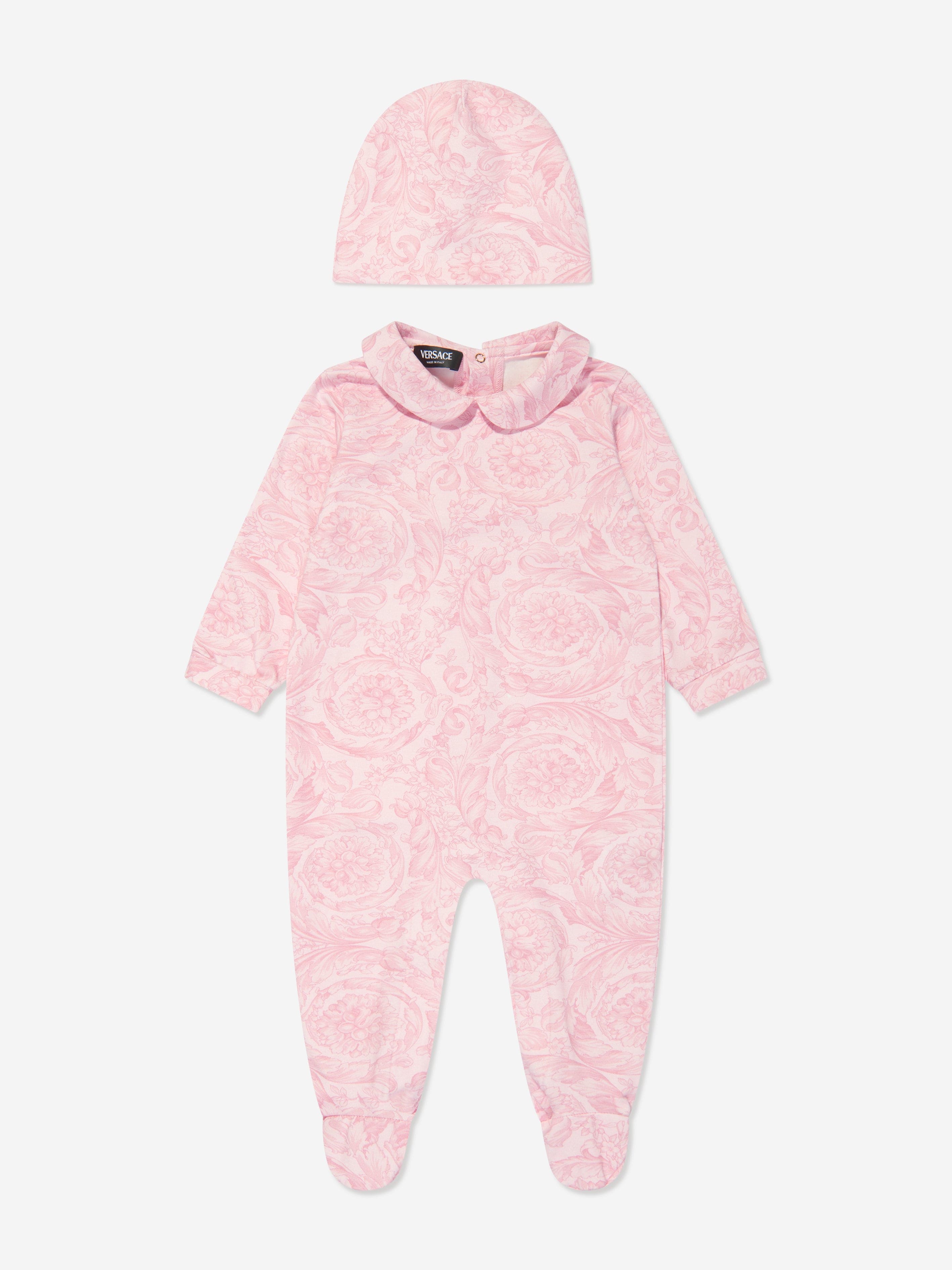 Versace Baby Girls Barocco Babygrow Gift Set in Pink