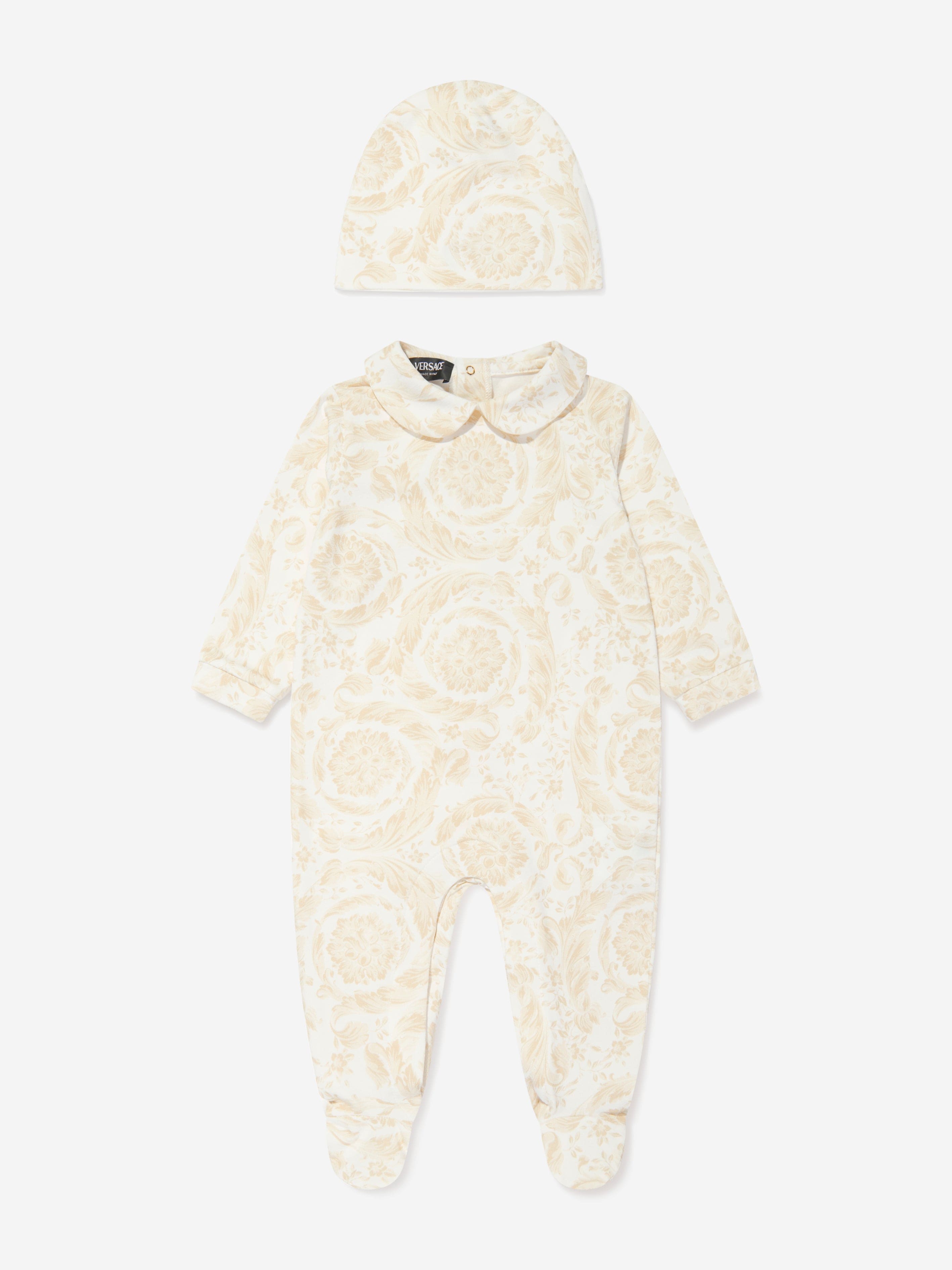 Versace Baby Barocco Babygrow Gift Set in Beige