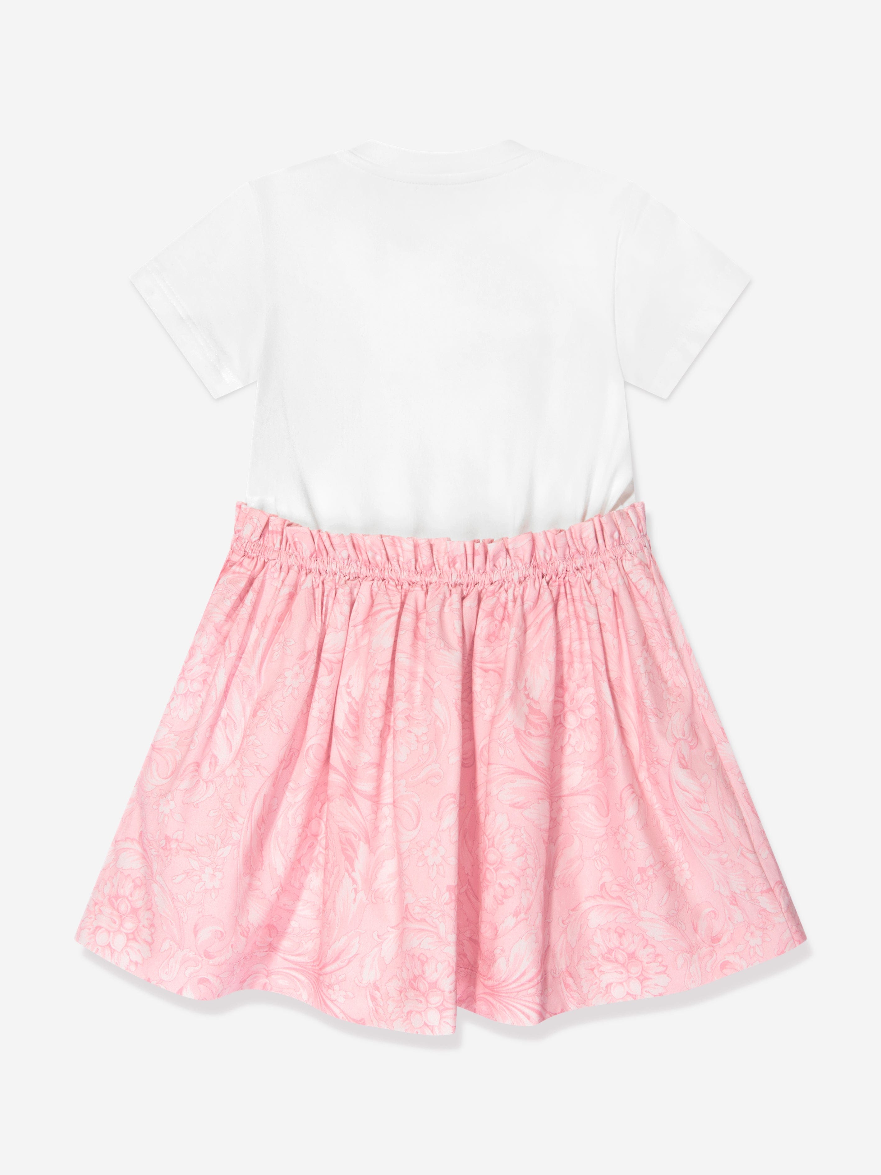 Versace Baby Girls Barocco Logo Jersey Dress in Pink