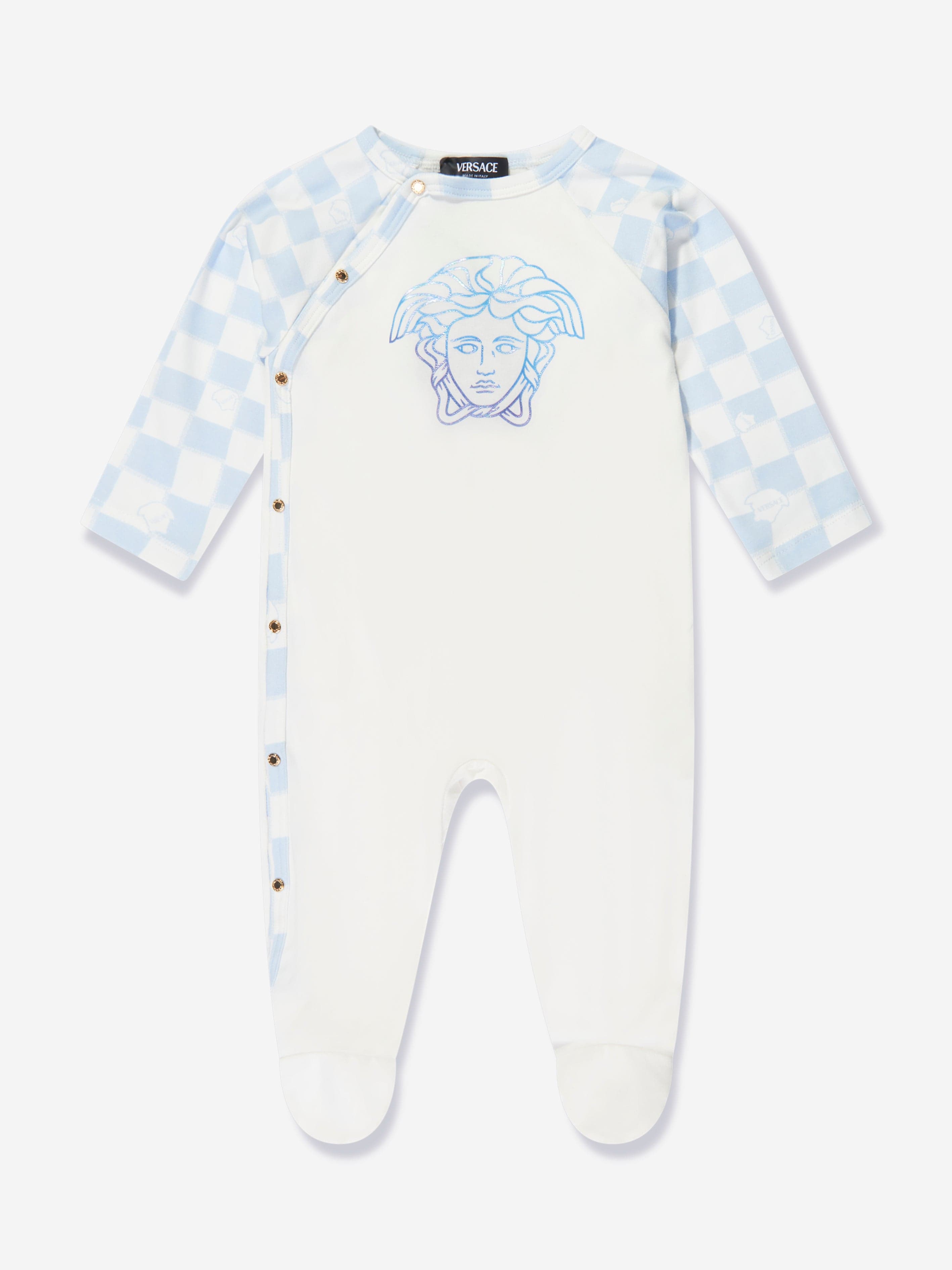 Versace Baby Boys Damier Medusa Babygrow in Blue