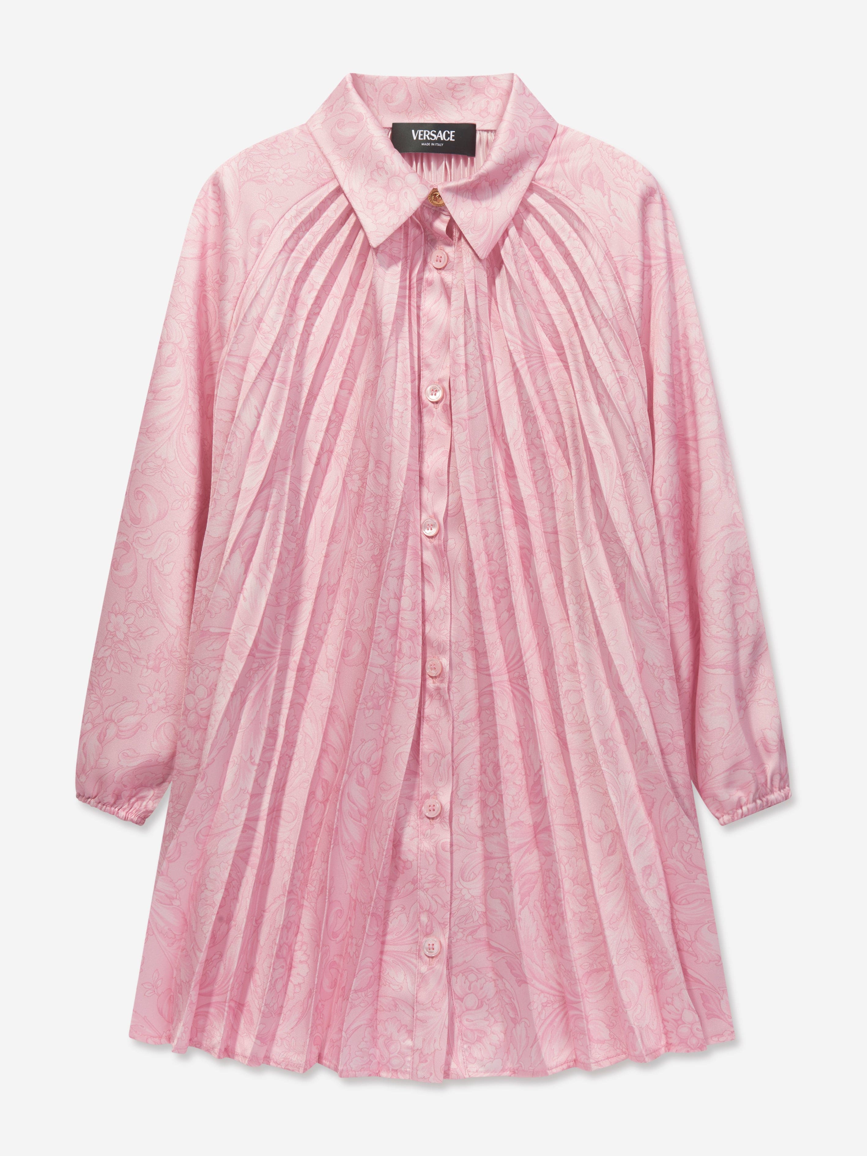 Versace Girls Barocco Shirt Dress in Pink