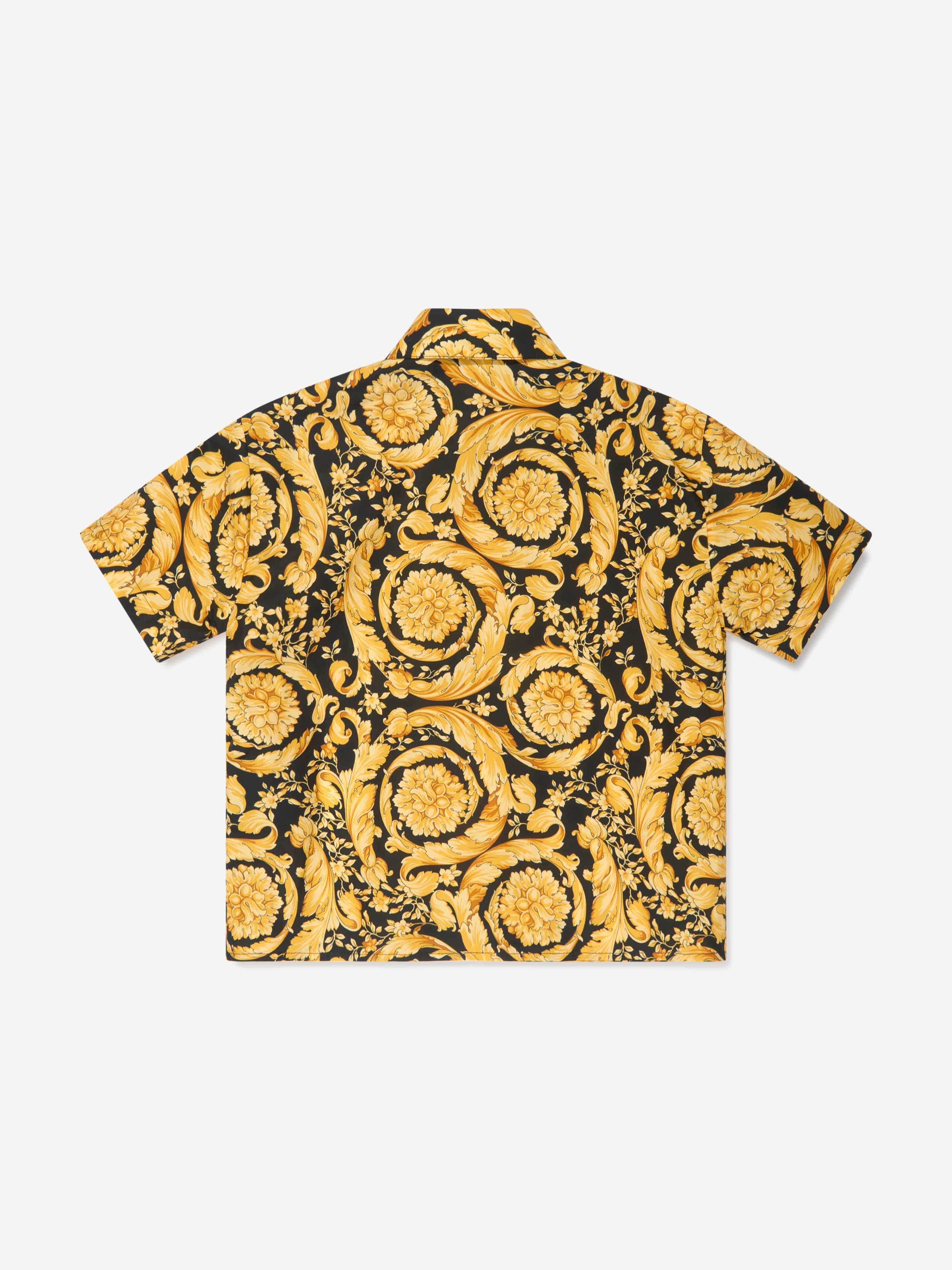 Versace Boys Barocco Print Shirt in Gold