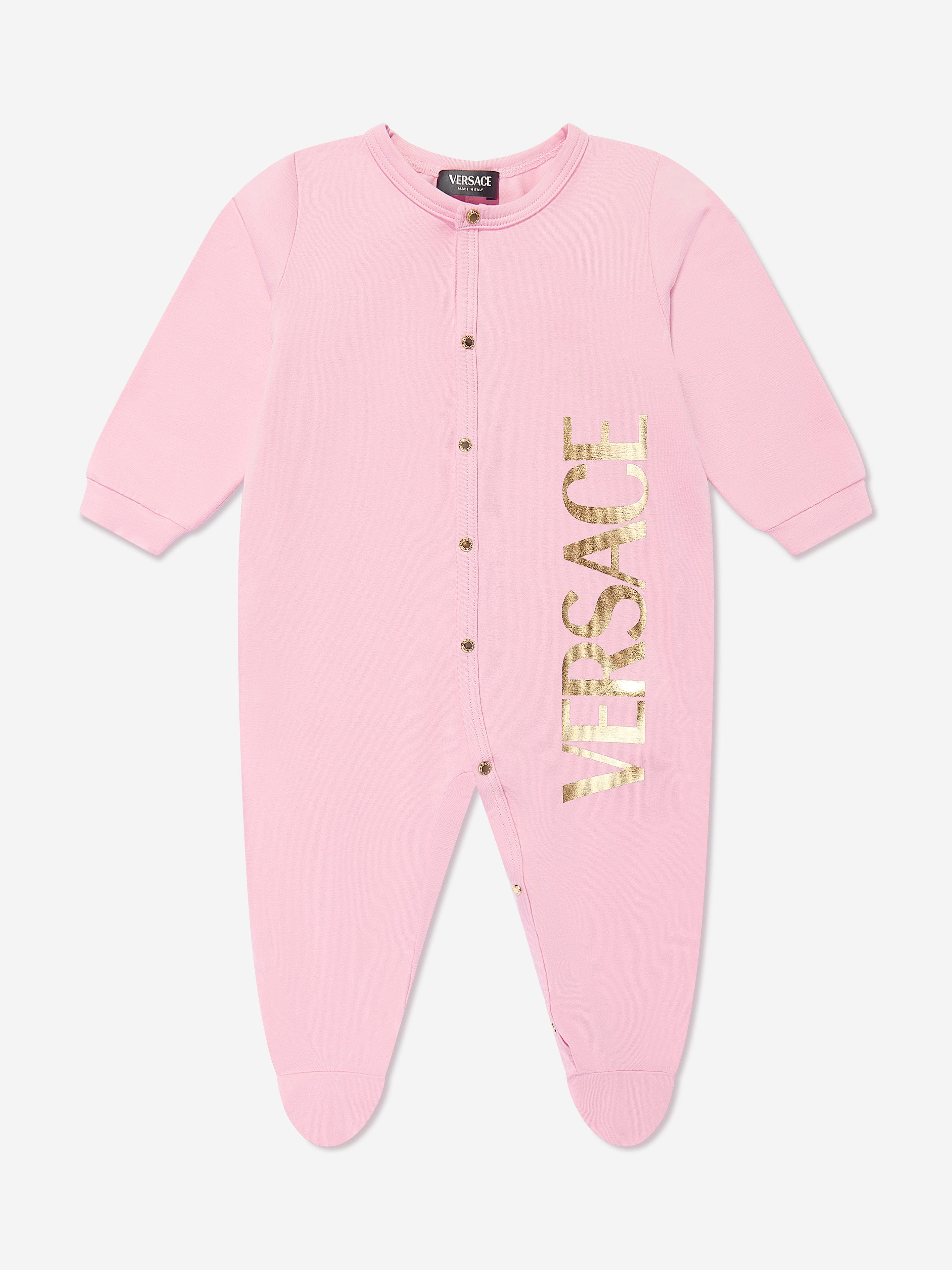 Versace Baby Girls Logo Babygrow Gift Set in Pink