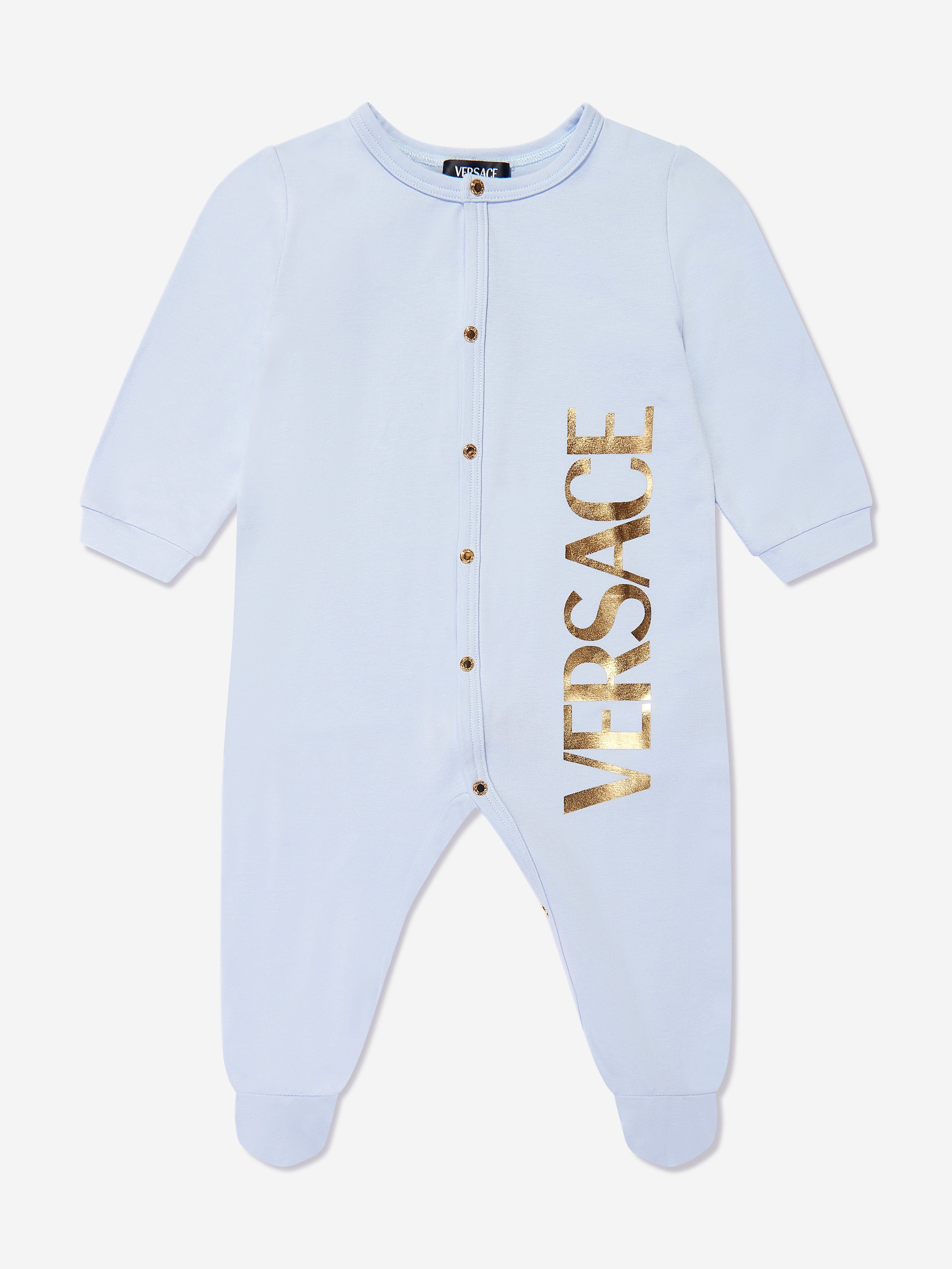 Versace Baby Boys Logo Babygrow Gift Set in Blue