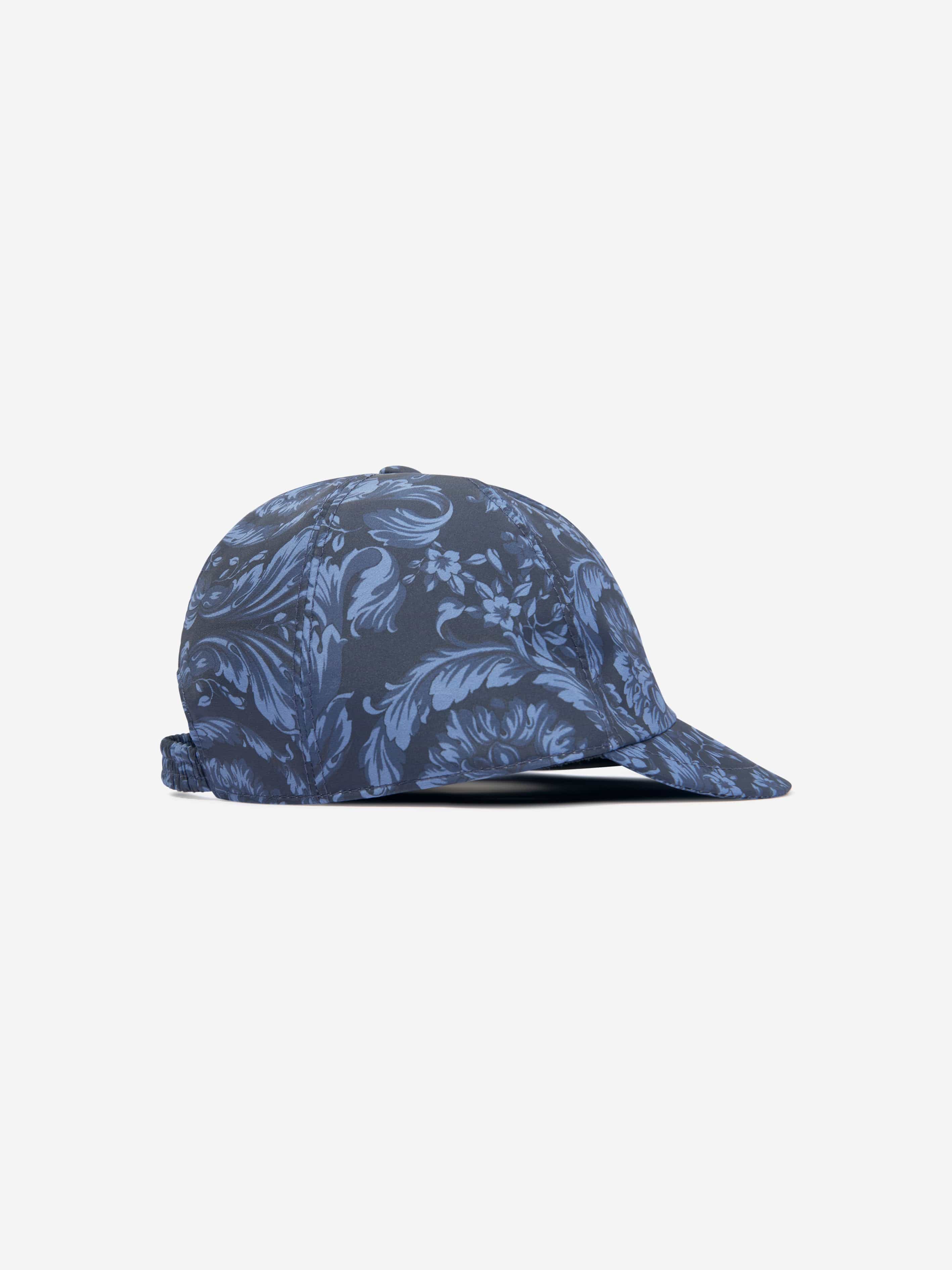 Versace Boys Baroque Print Cap in Navy