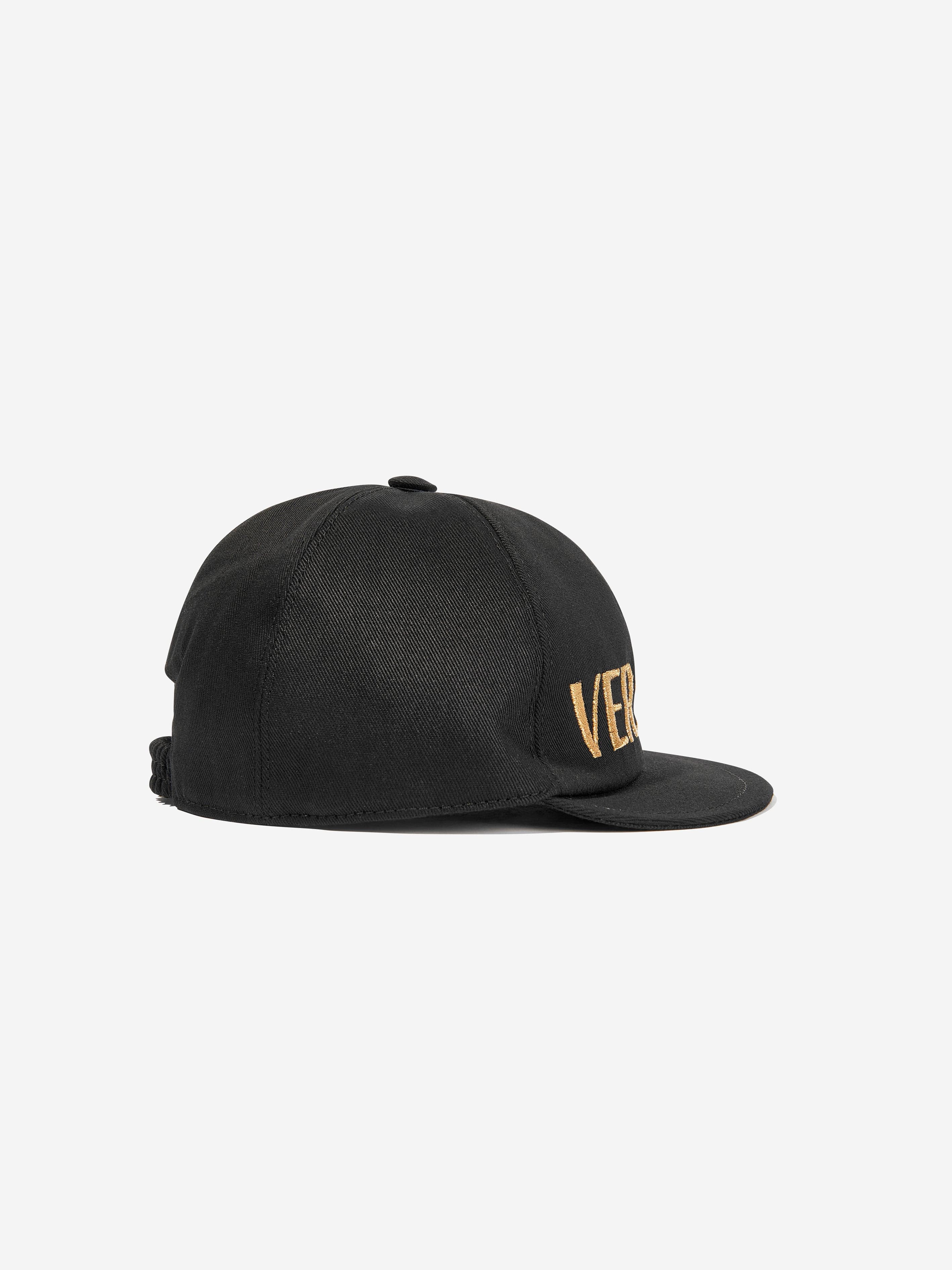 Versace Kids Embroidered Logo Cap in Black