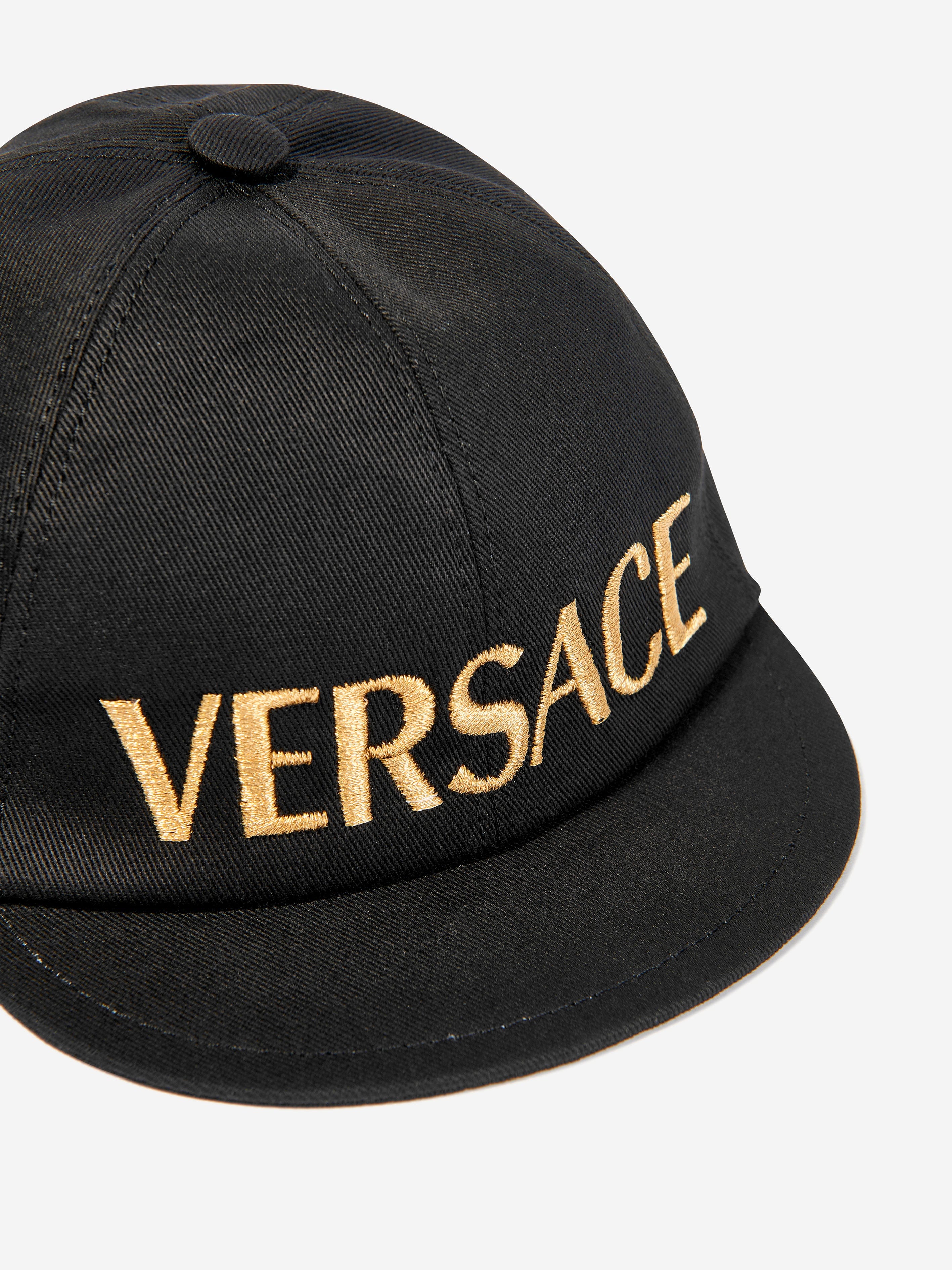 Versace Kids Embroidered Logo Cap in Black