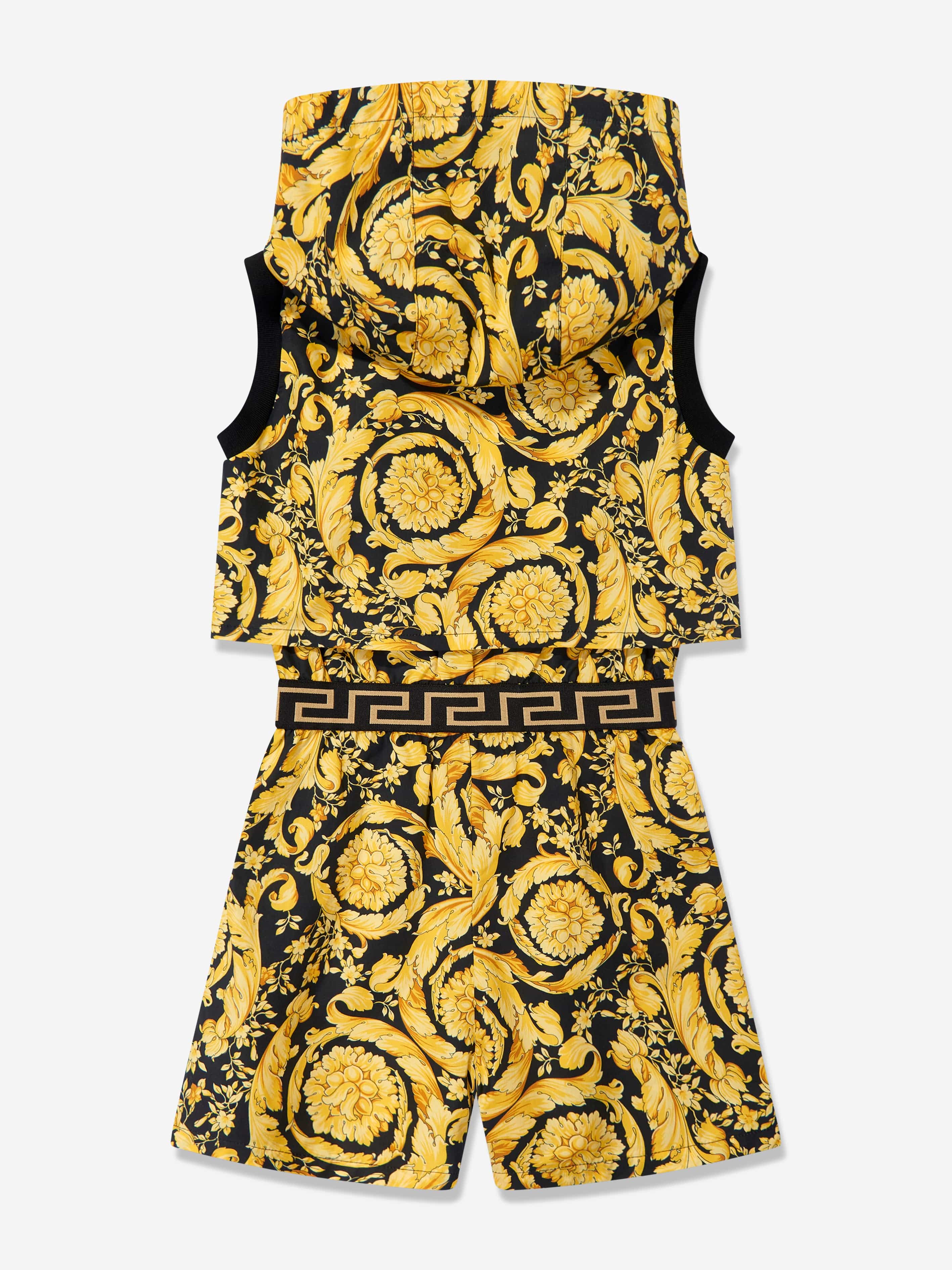 Versace Girls Barocco Print Playsuit in Gold