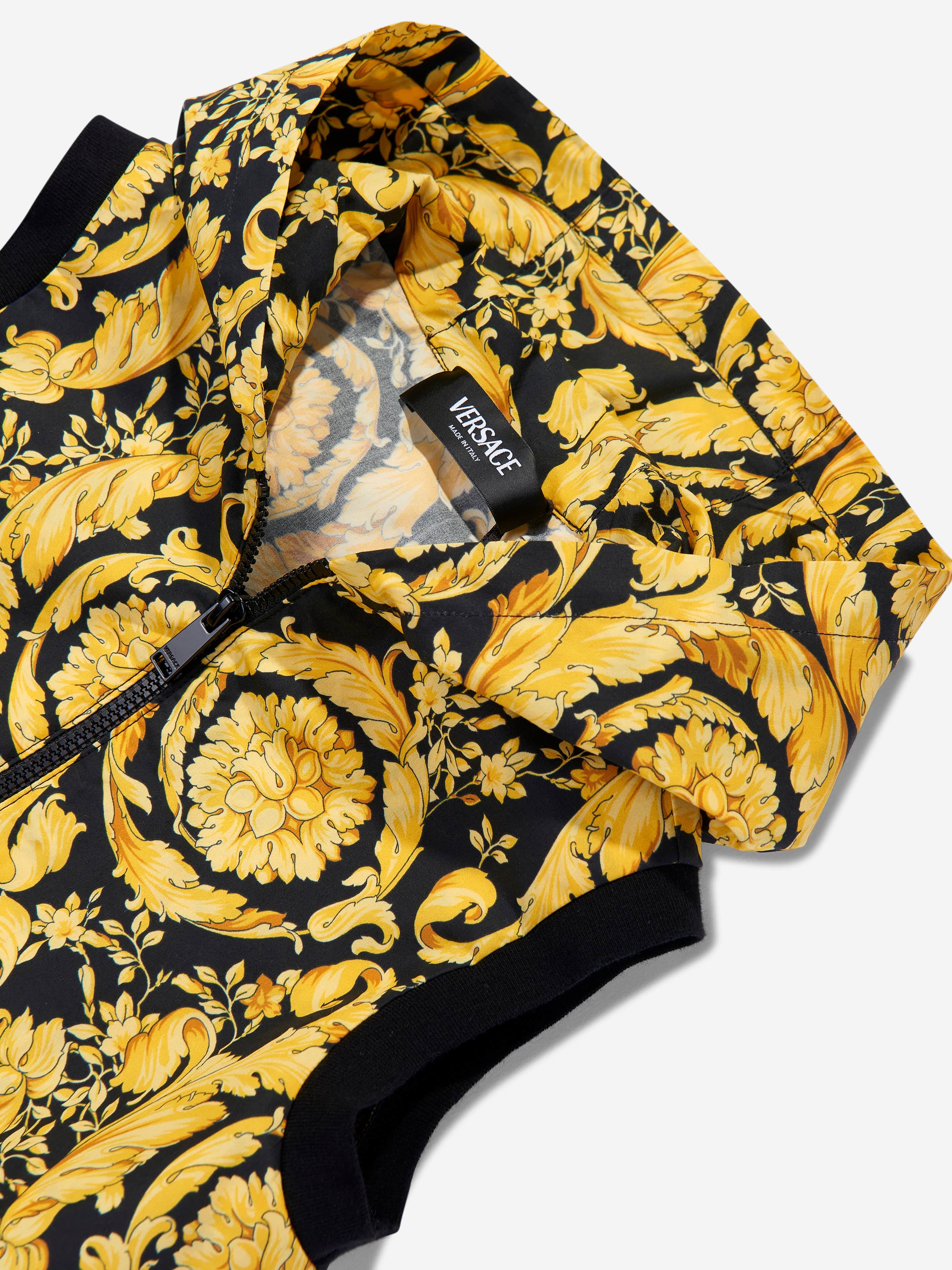 Versace Girls Barocco Print Playsuit in Gold